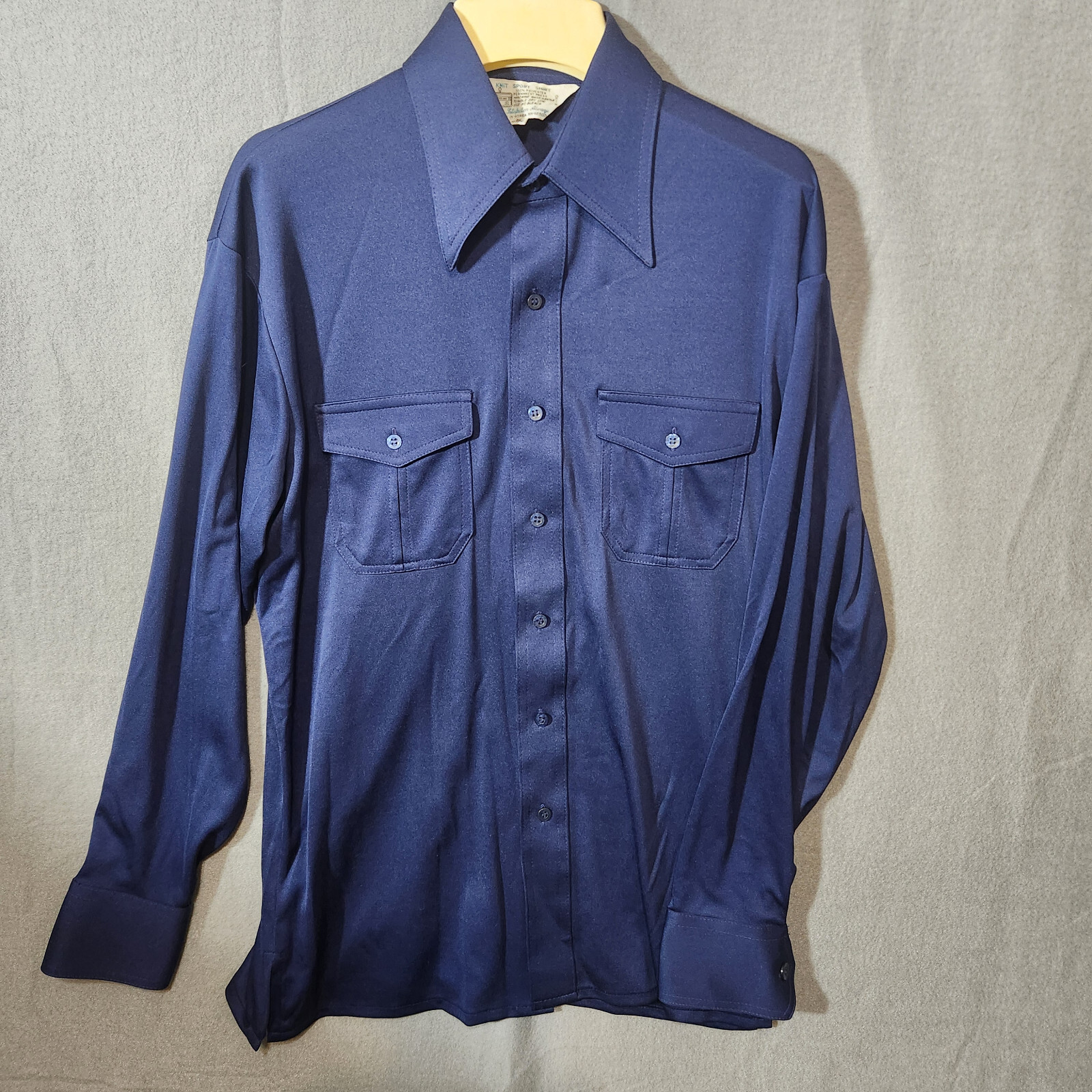 Vintage Kmart Womens Knit Sport Button Up Shirt Blue Size Medium