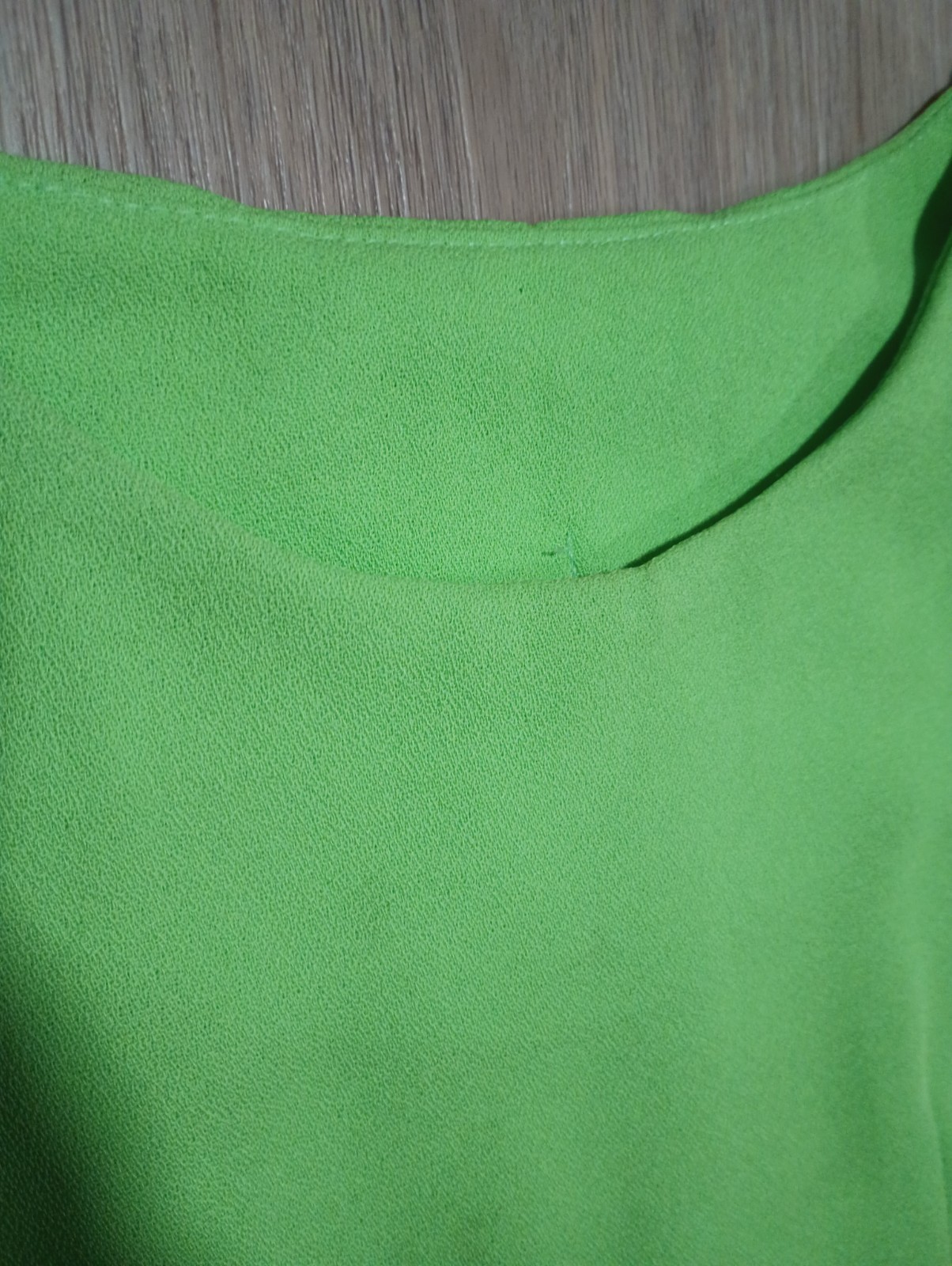 Vtg 60s 70s Crepe Lime Green Bow Tie Color Block Top Blouse career business S