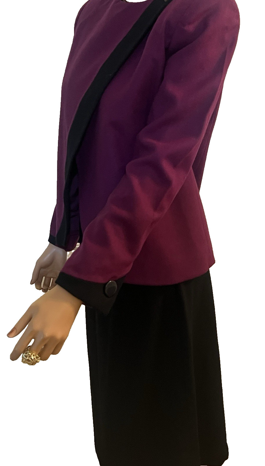 Vintage 80s Skirt Suit Stirling Cooper Size 6/7 Small 100% Wool Cranberry Red