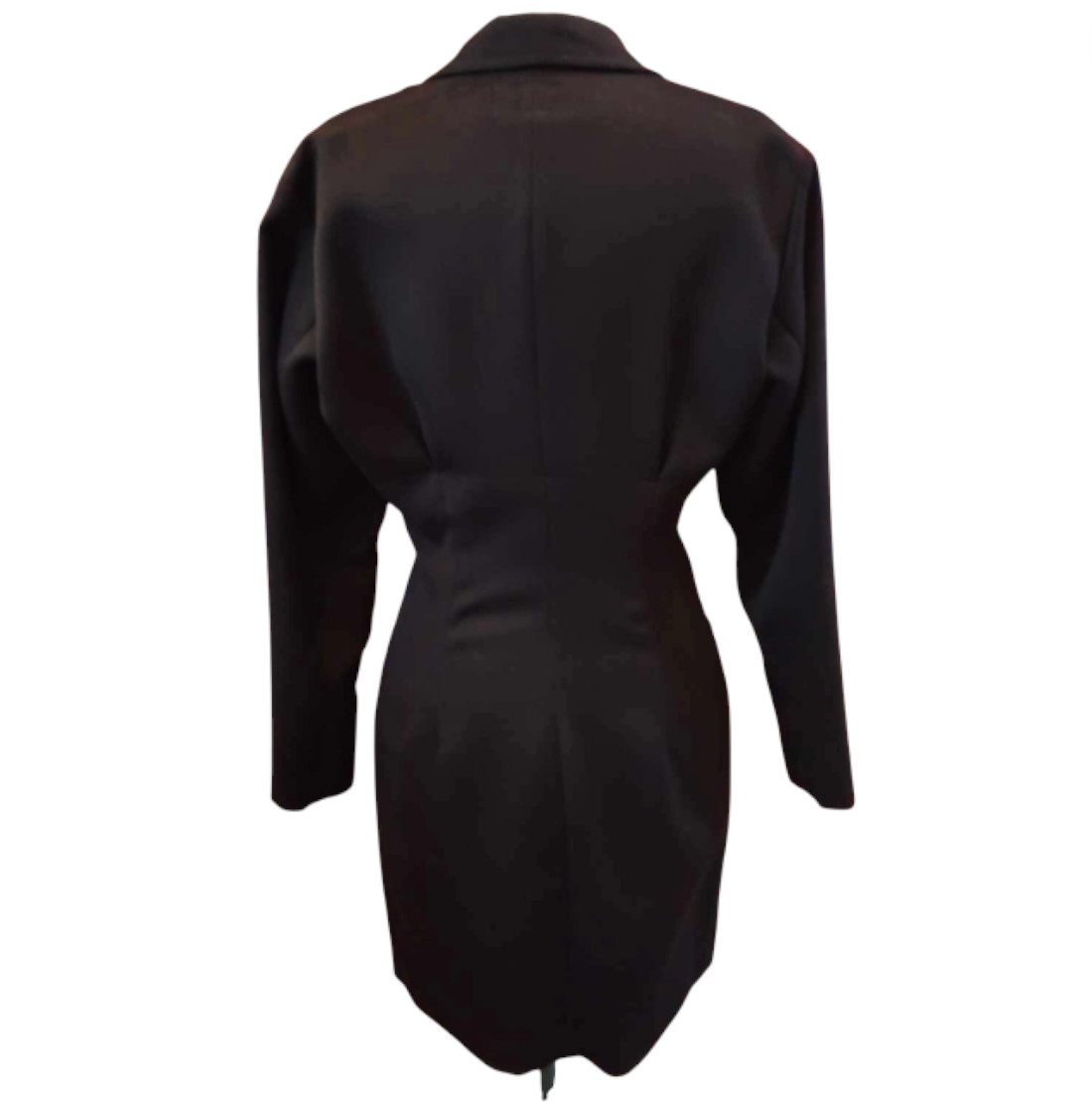FIORUCCI Vintage Early 1980’s Sexy Fitted Coat Dress Made in Italy Black Size 42