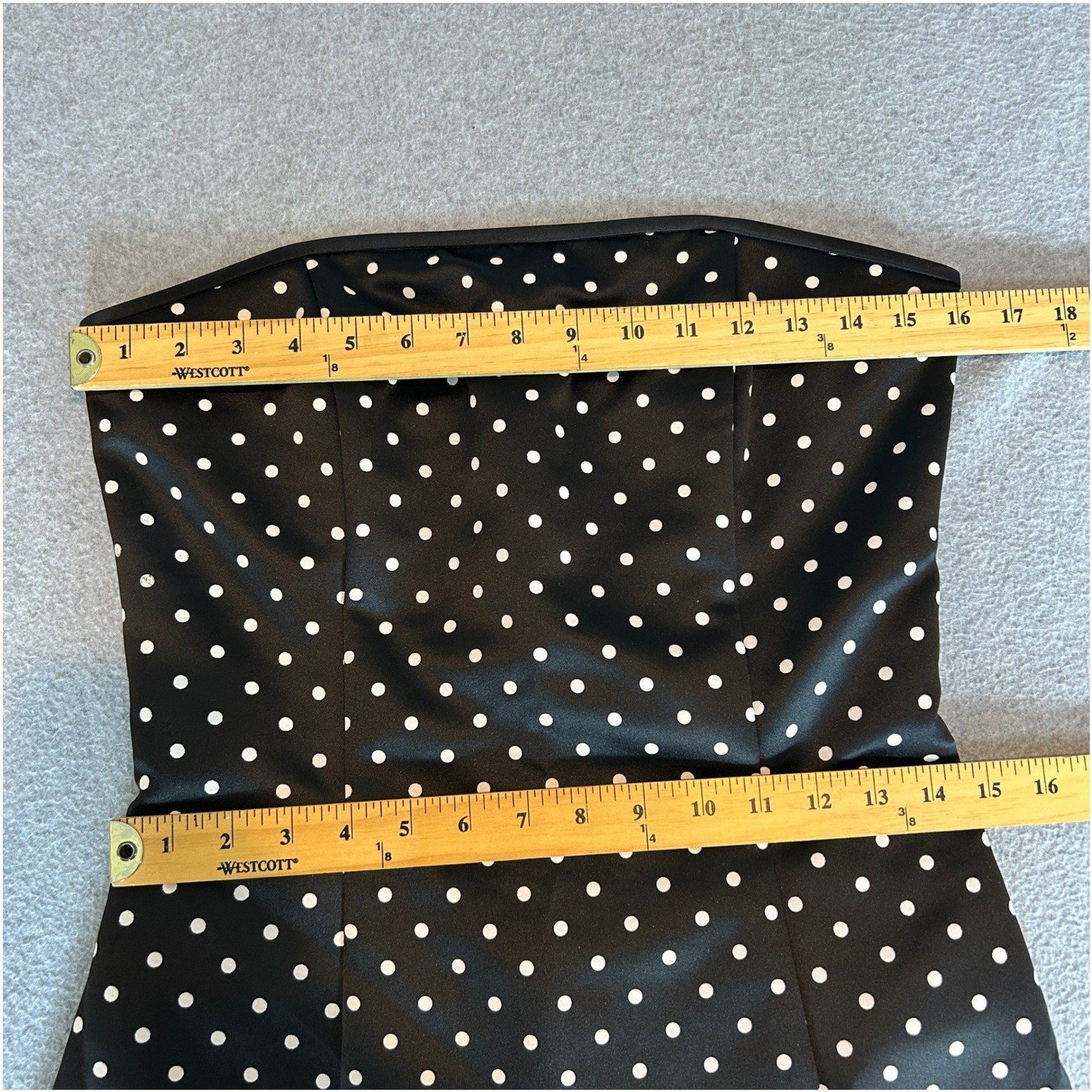 Jessica McClintock Gunne Sax Dress Black Polka Dot Strapless Pin Up Women 9 / 10
