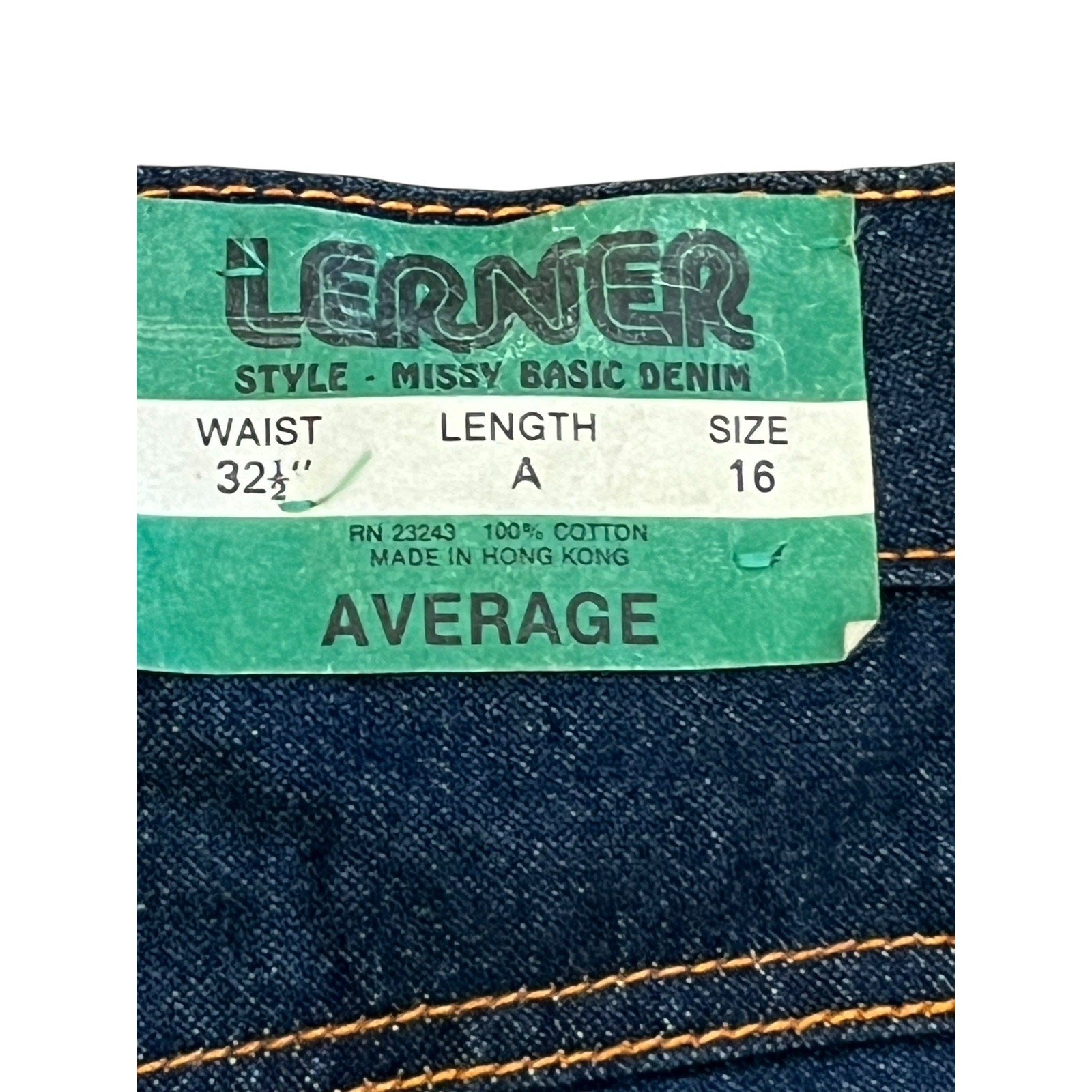VTG 1970’s Lerner Denim Proportioned Jeans Sz 16 32” Waist Average NOS New Tags