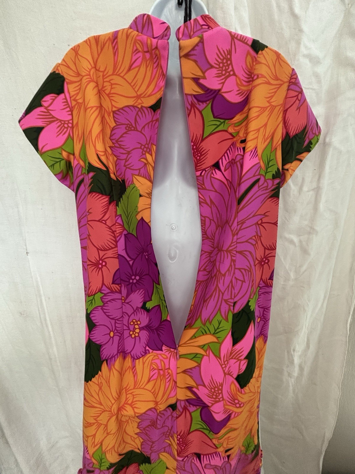 hostess Dress Long VTG 70s Psychedelic Floral unworn SYDNEY HONOLULU rare Tiki