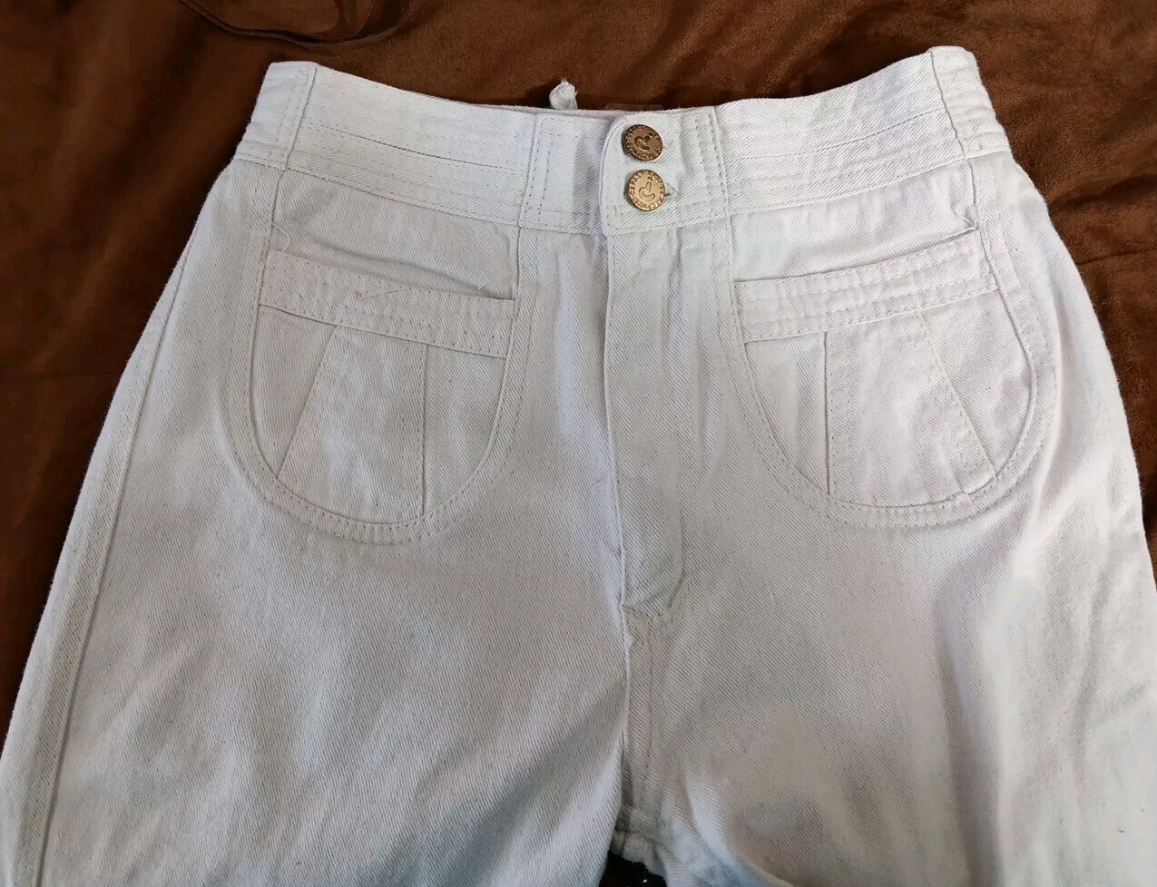 Vintage Jeans 70s N’est-Ce Pas? White Denim Chevron Sizer Back Super Rare 26X34