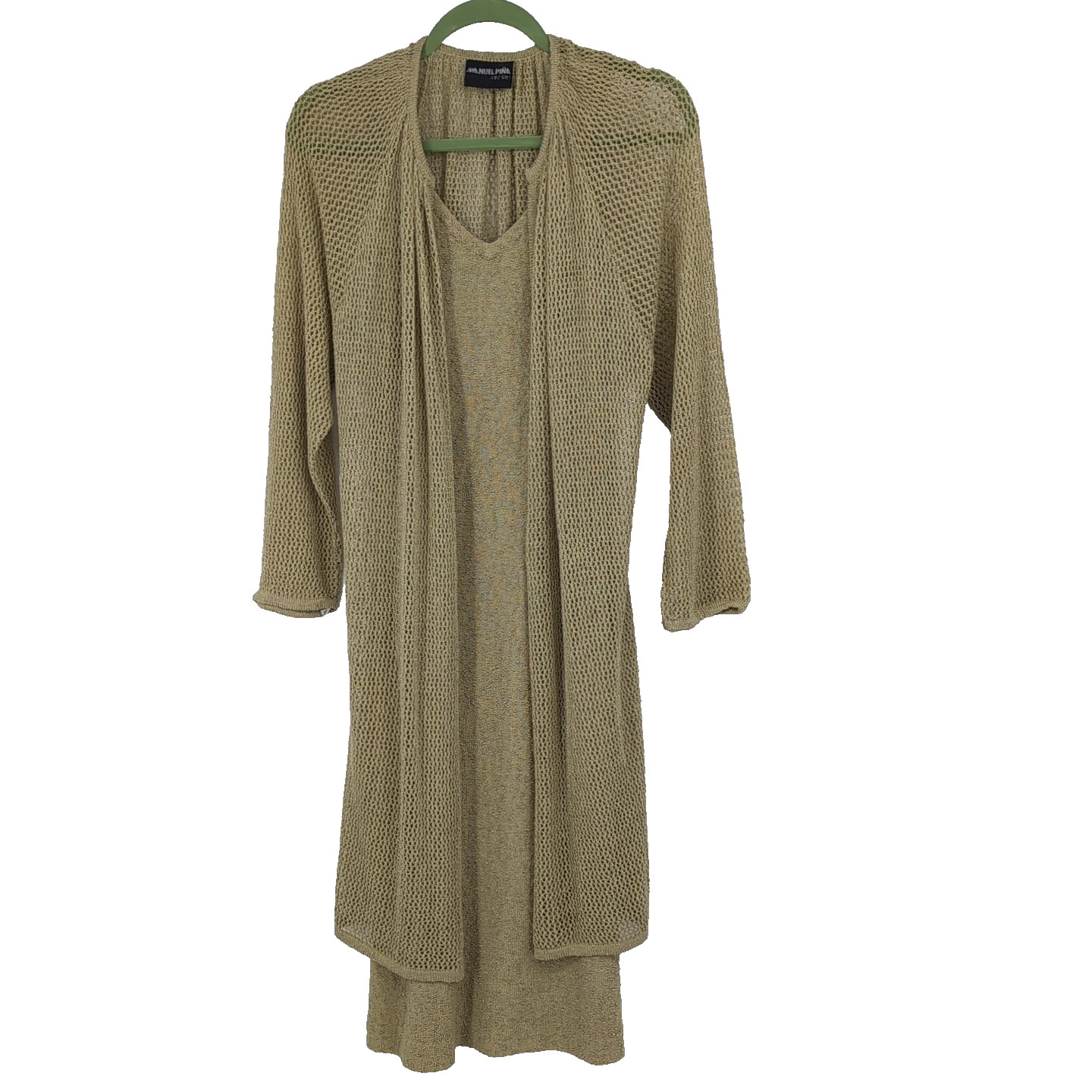 RARE Vintage Manuel Pina Knit Dress And Waffle Knit Coat Made in Madrid Size 44