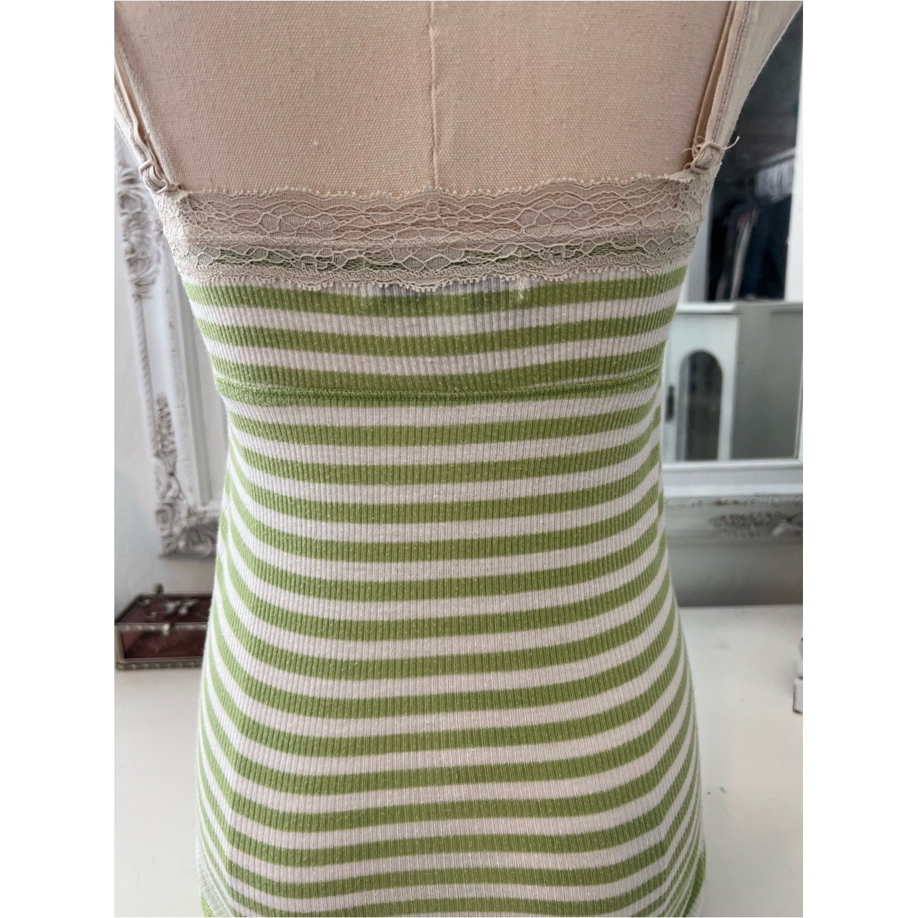 vintage grail abercrombie & fitch green and white striped tank top