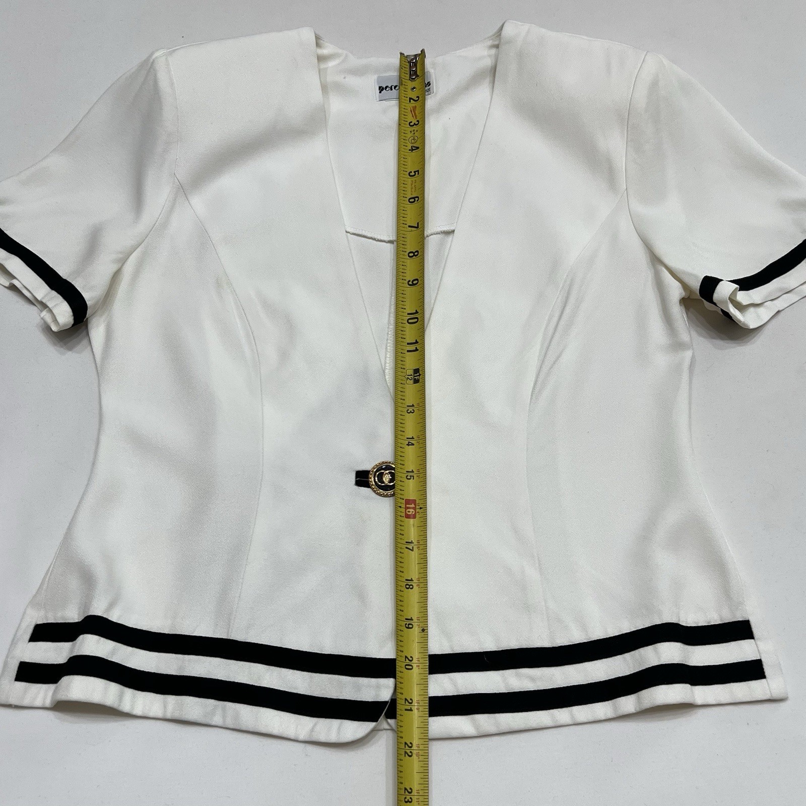 Vintage 90s Nautical Style One Button Blazer Jacket Short Sleeve Size Small