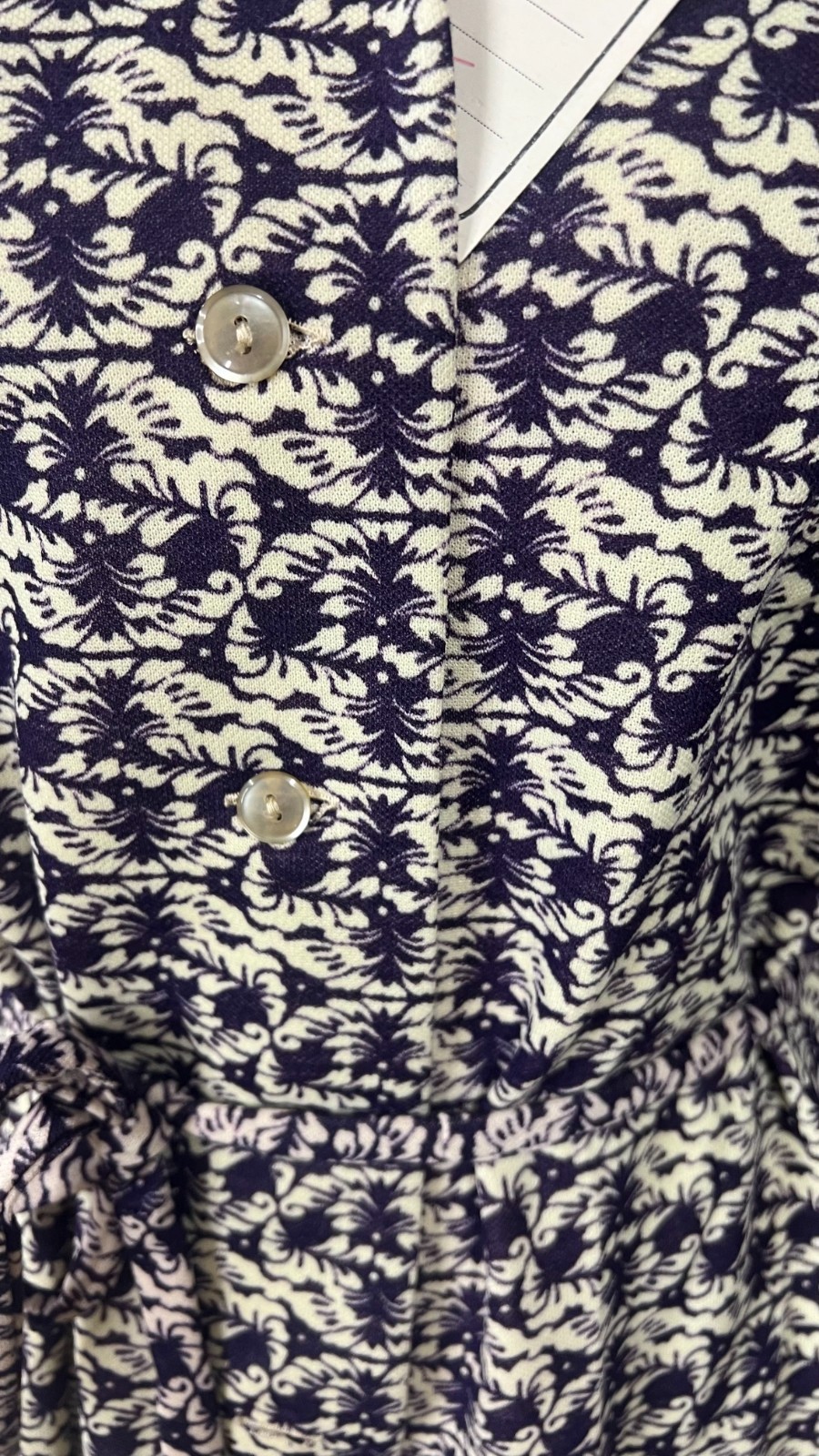 Dacron 70s 80s Polyester Shirtdress Midi Long Sleeve Patterned EU 44 L