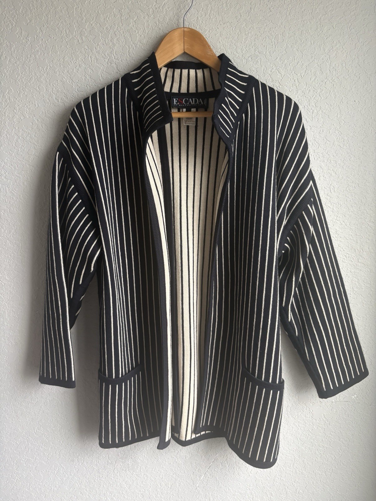 Vintage Escada Margaretha Ley Striped Knit Cardigan Jacket Size 36 Made Germany