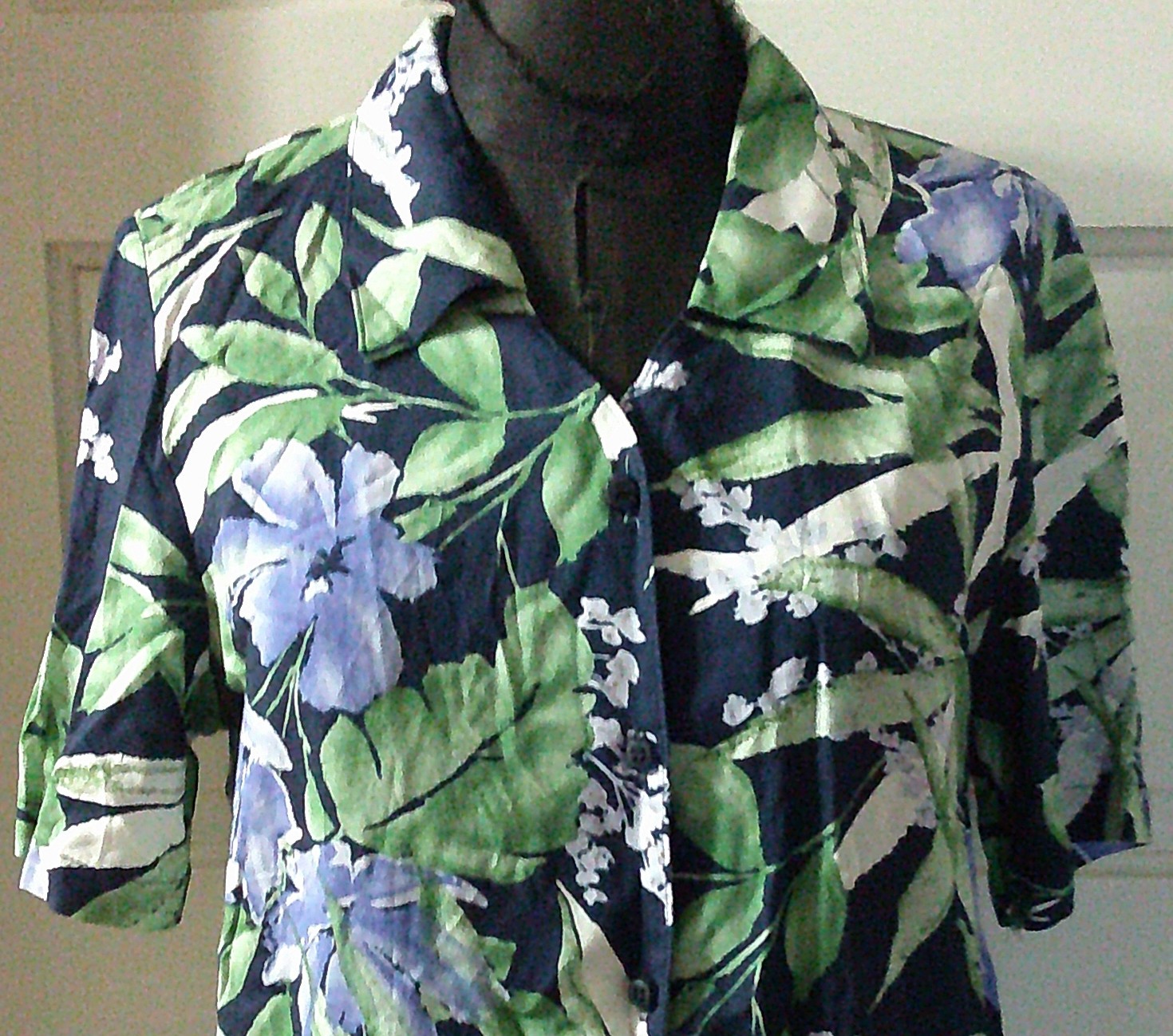 90’s ALFRED DUNNER Green Floral SS Button Up Top Shirt Blouse 10P