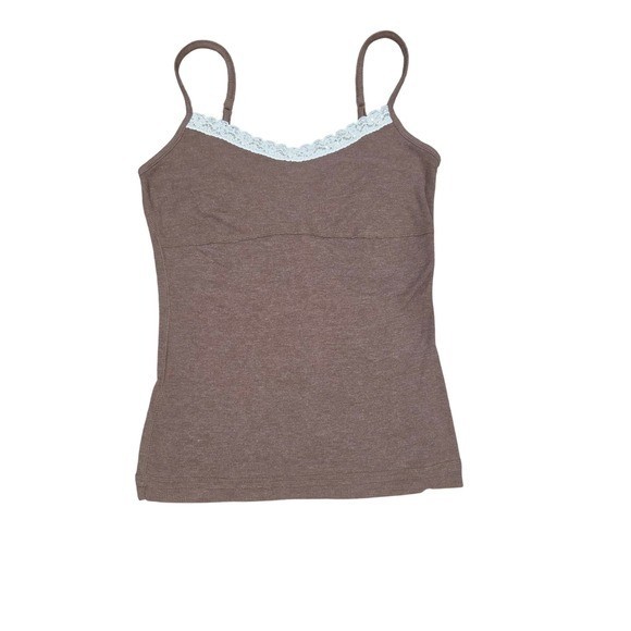 Maurices Y2K-style ribbed lace-trim Brown camisole tank top