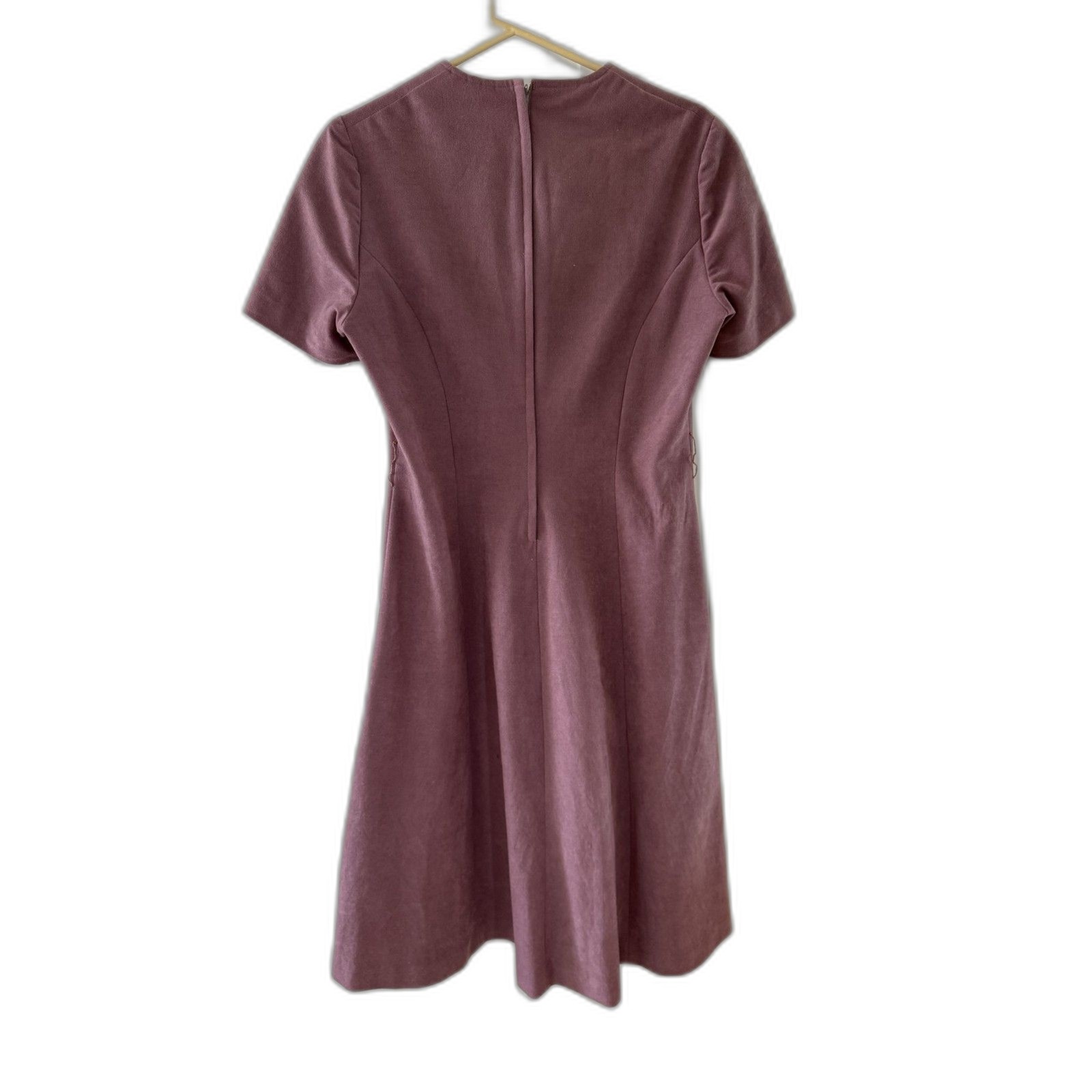 Handmade Mauve Short Sleeve Dress Size 10 Keyhole Neck