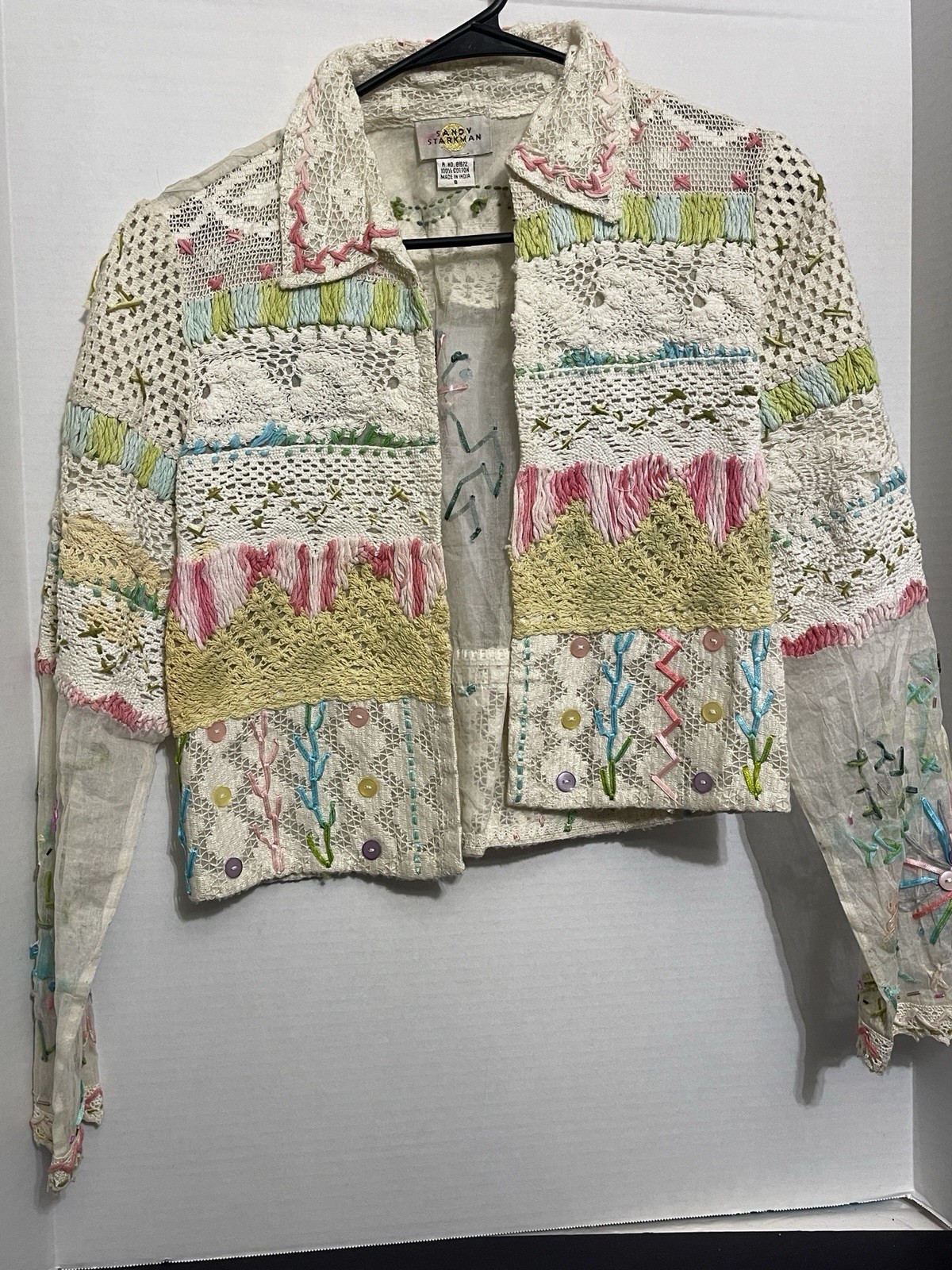 Vtg Sandy Starkman Wearable Art Women’s Blouse Size S