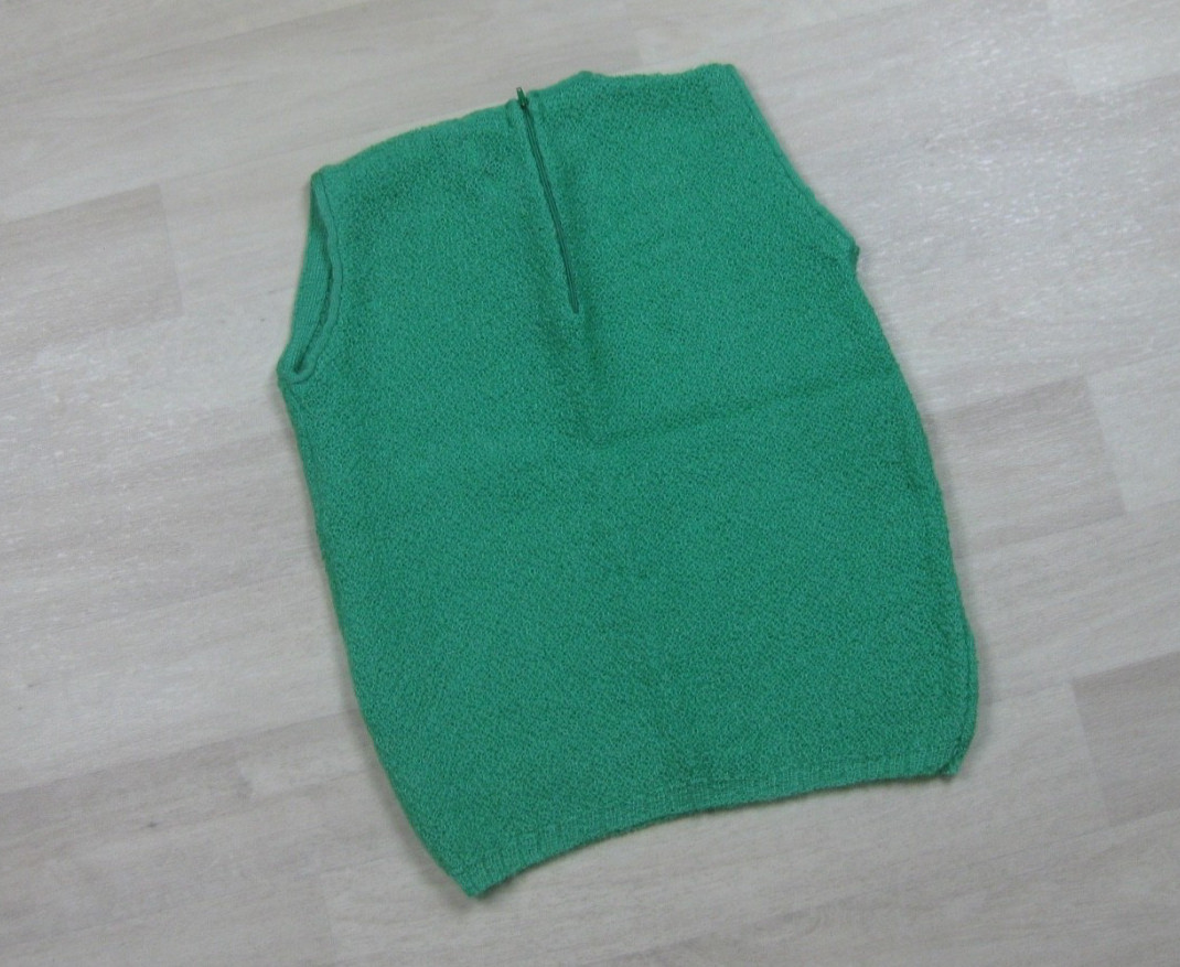 Vintage 60s Pandora Shagora Mohair Wool Sweater Vest Womens (S) Green High Neck
