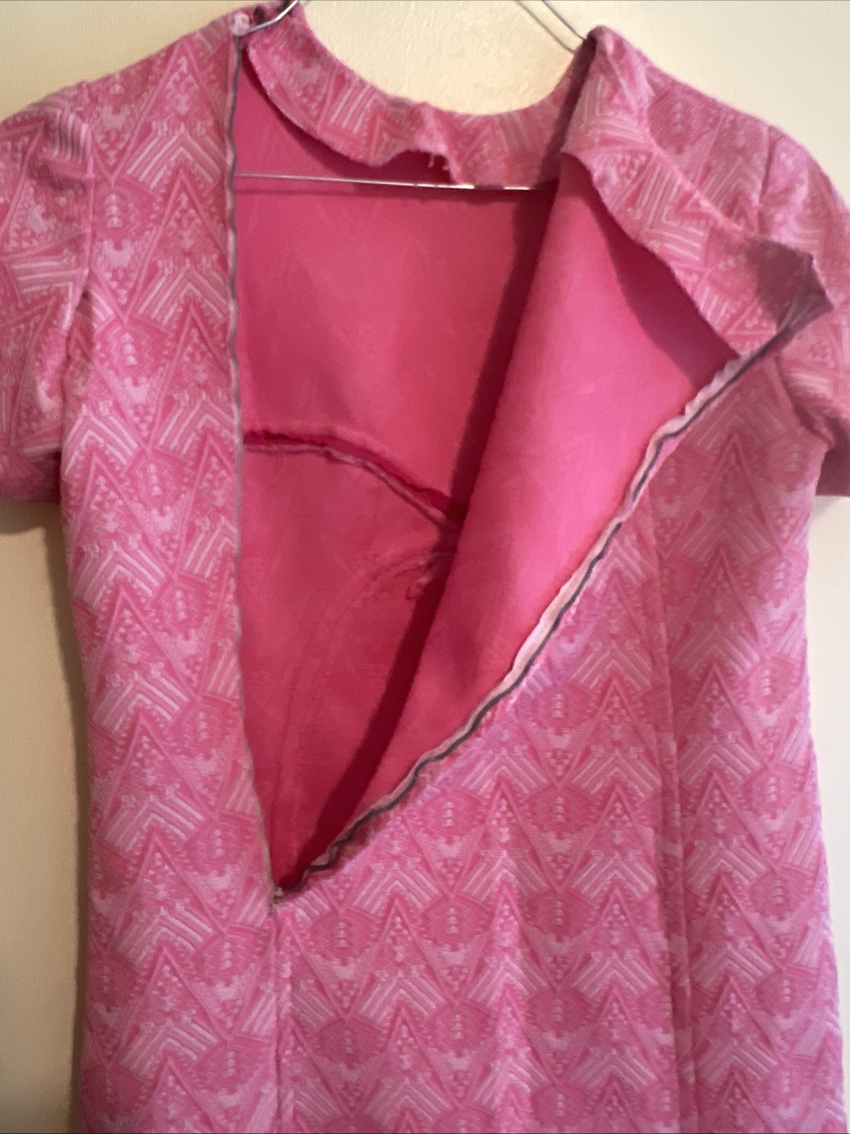Vintage 1960s Pink Mod Shift Dress Handmade A-Line Retro Cottagecore