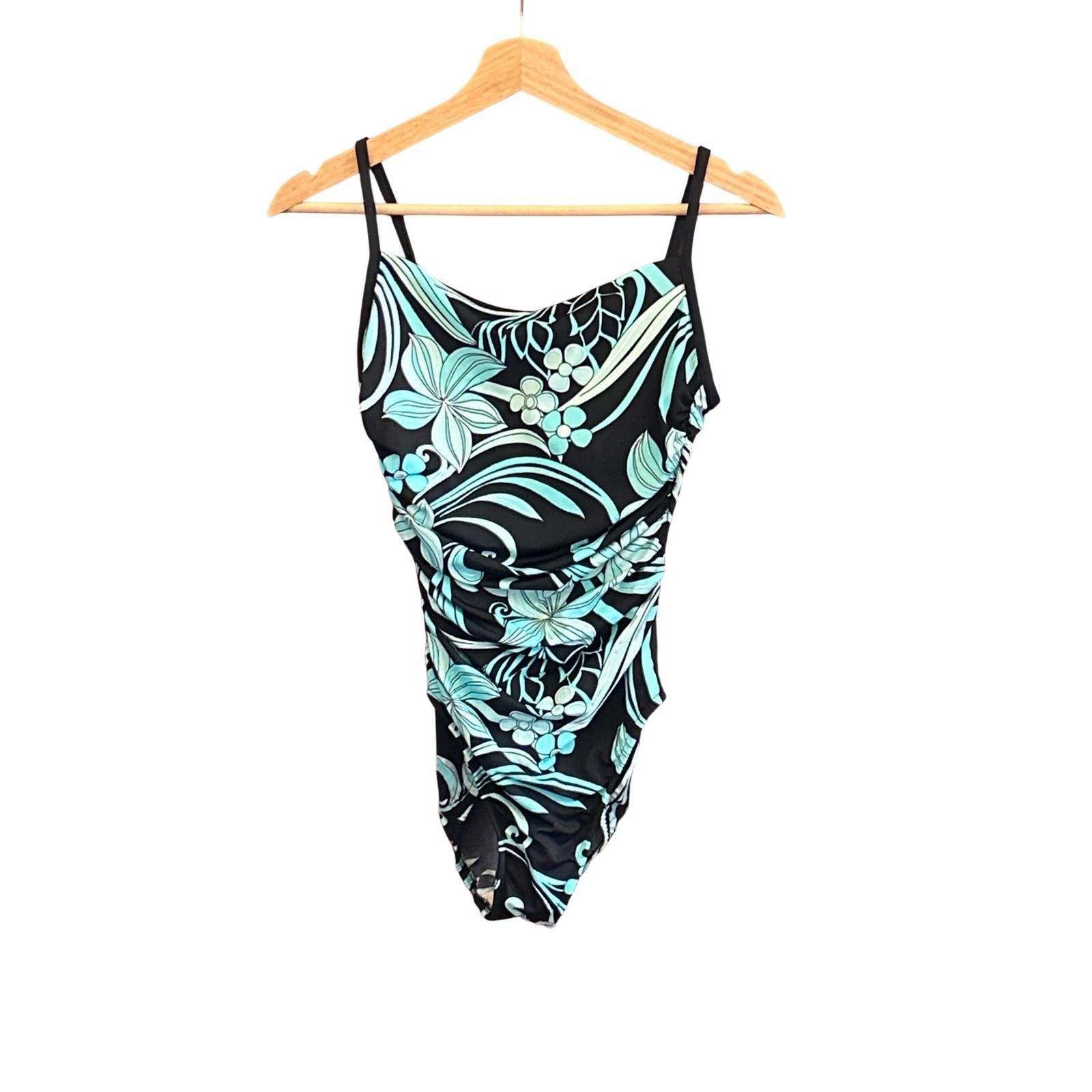 Vintage Miraclesuit One Piece Swimsuit Tropical Floral Coastal Resortwear Small