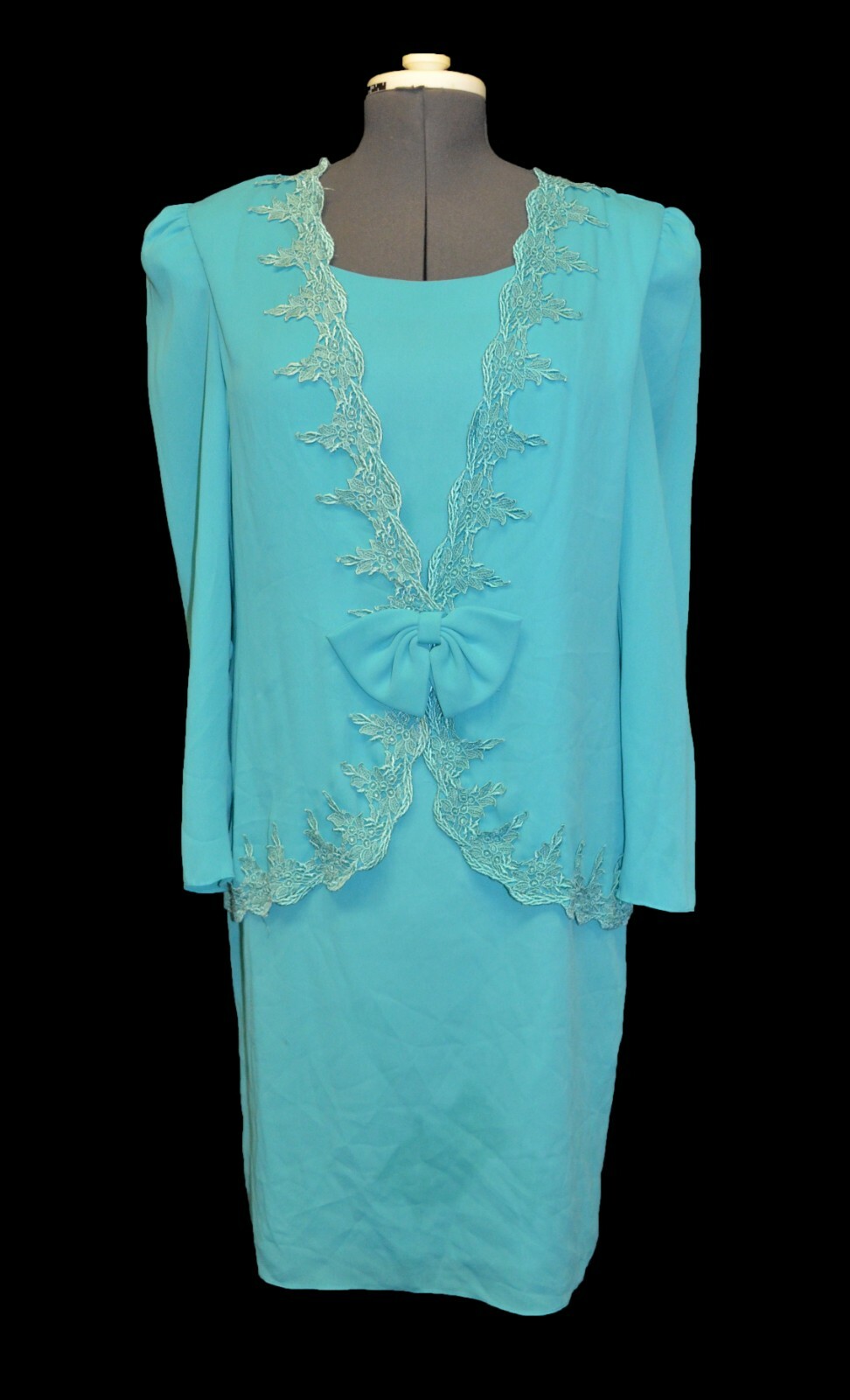 After Dark Vintage 80s Blue Chiffon Prom Party Formal Dress sz 15-16
