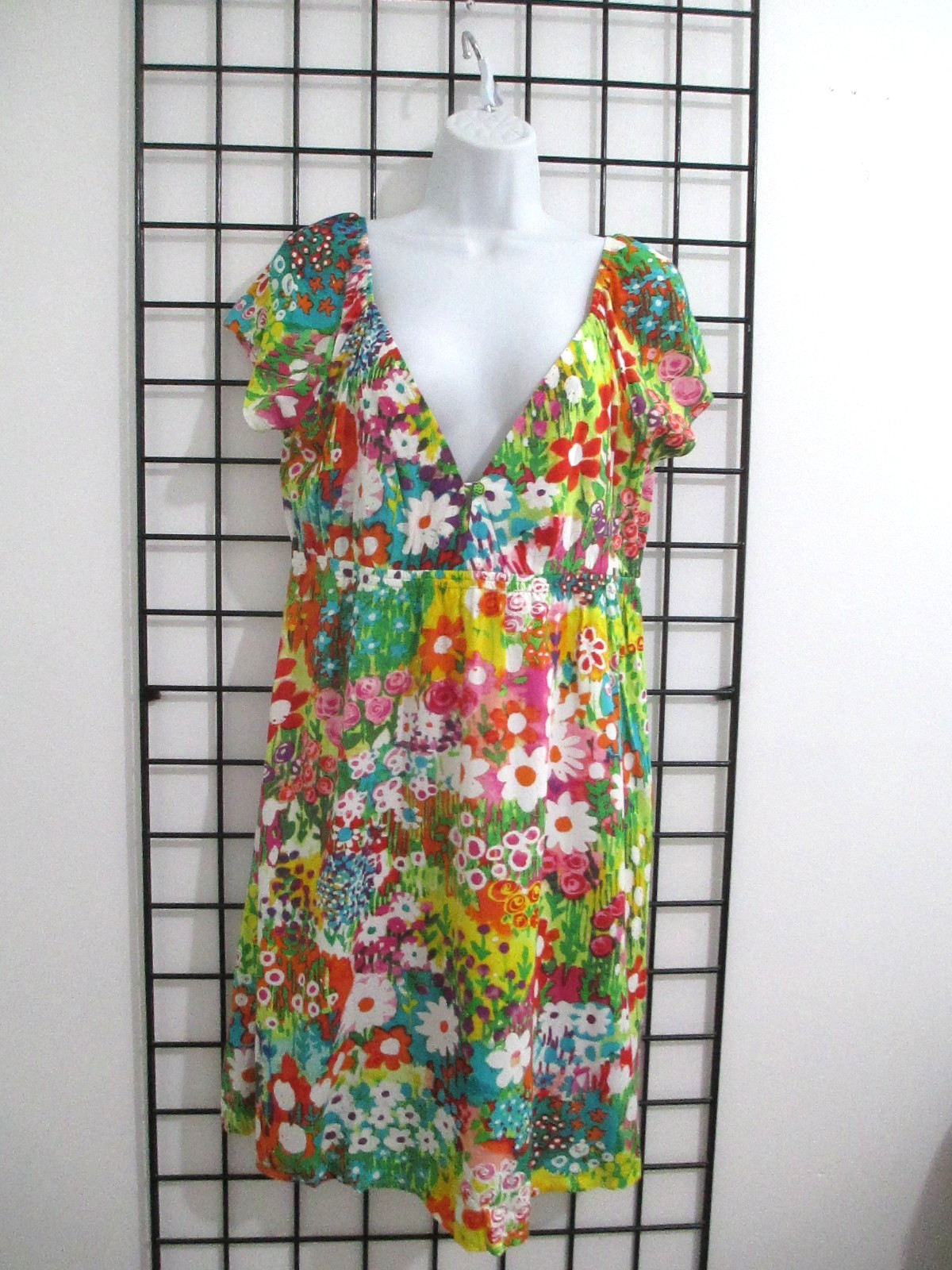 “VINTAGE” JAMS WORLD 🌸 LARGE== FLORAL / SPRING FLOWERS PATTERN DRESS