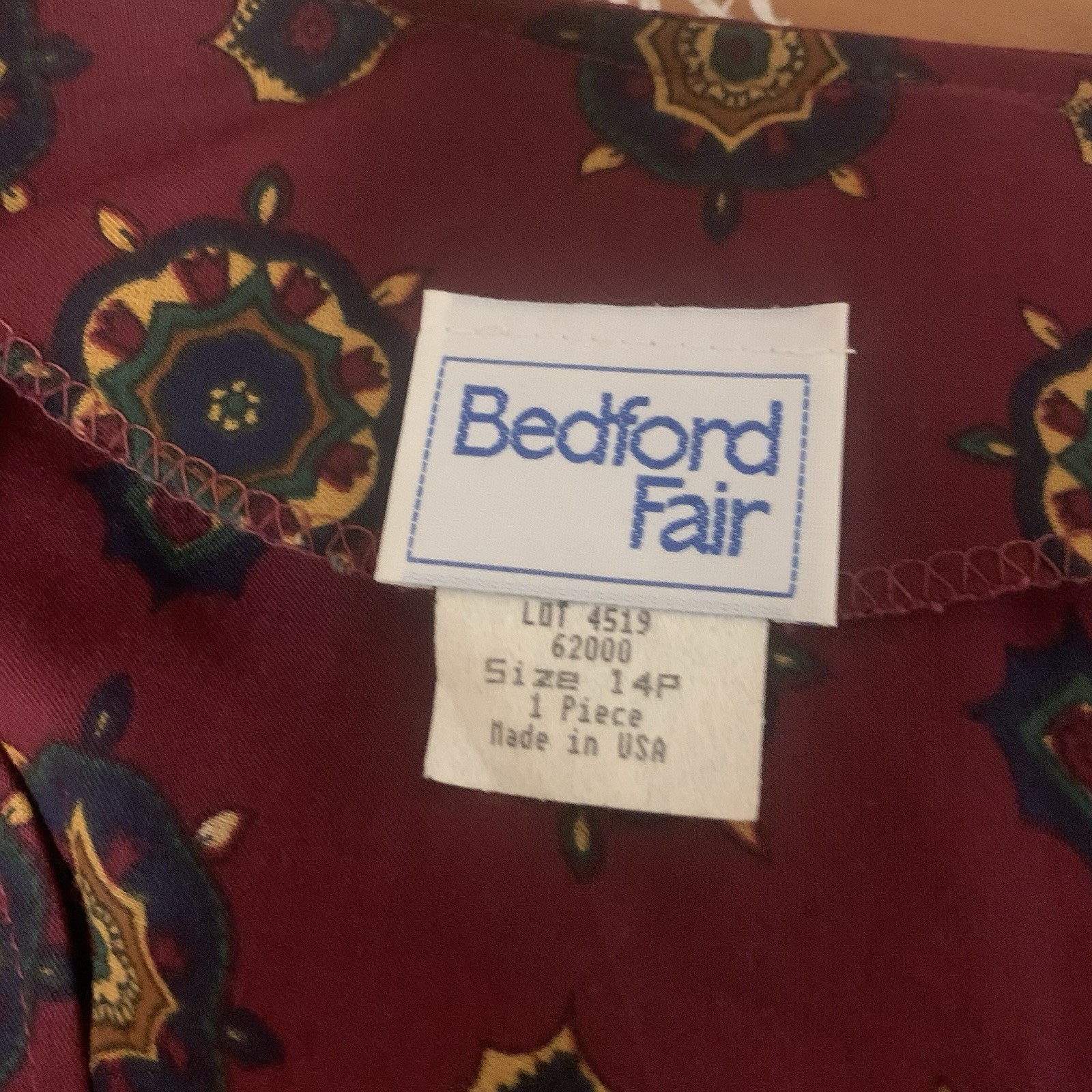 Vintage Bedford Fair Dress Sleeveless Belted Medallion Print Pockets Size 14