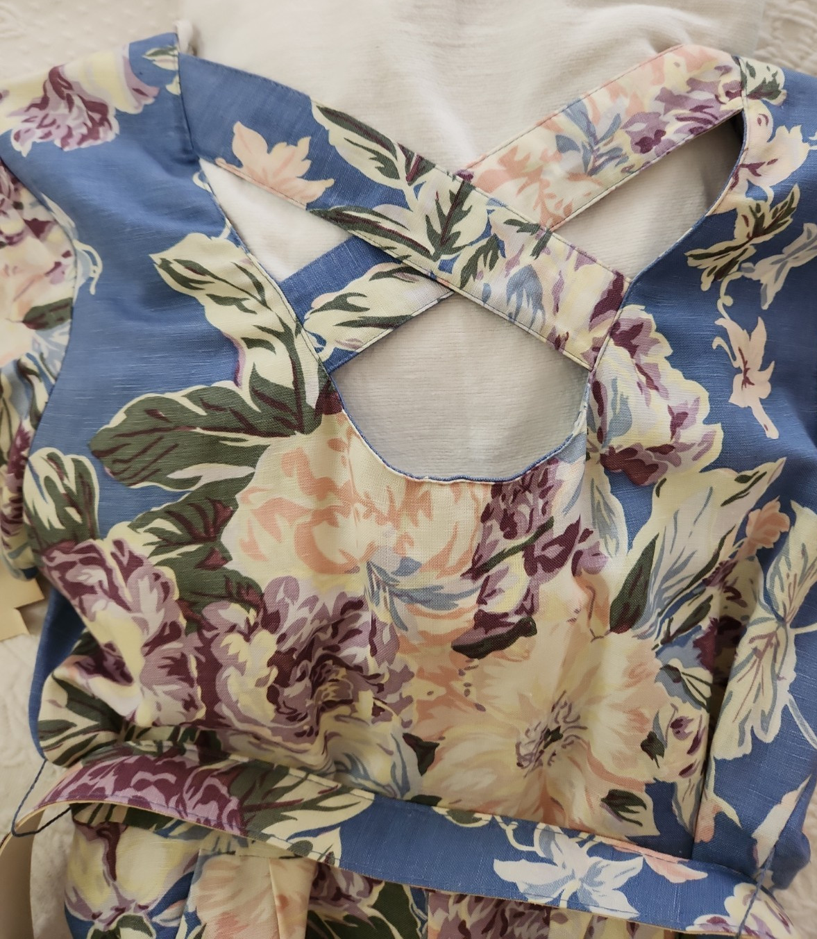 VTG NWT Womens P6 Sundress Tea Dress 80’s Blue Floral Cottagecore Unworn USA