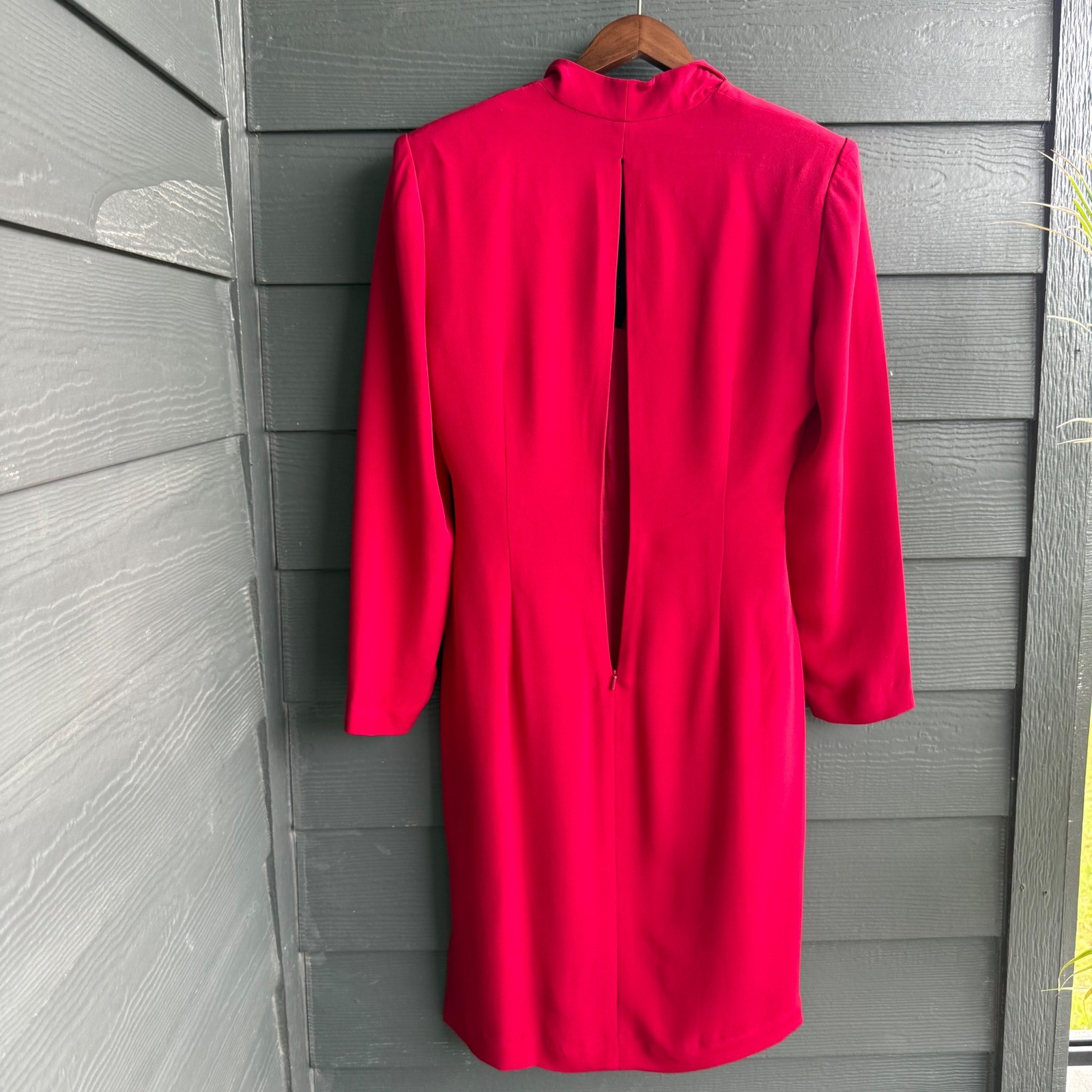 Donna Morgan Silk Wrap Midi Dress Pink Long Sleeve Cocktail Size 10