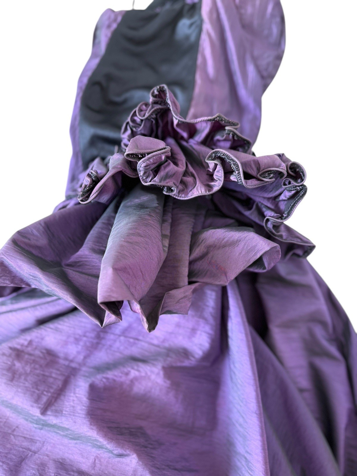 STUDIBAKER HAWK dress formal Purple Black Full Skirt Bustle gown 1980s Vintage 8
