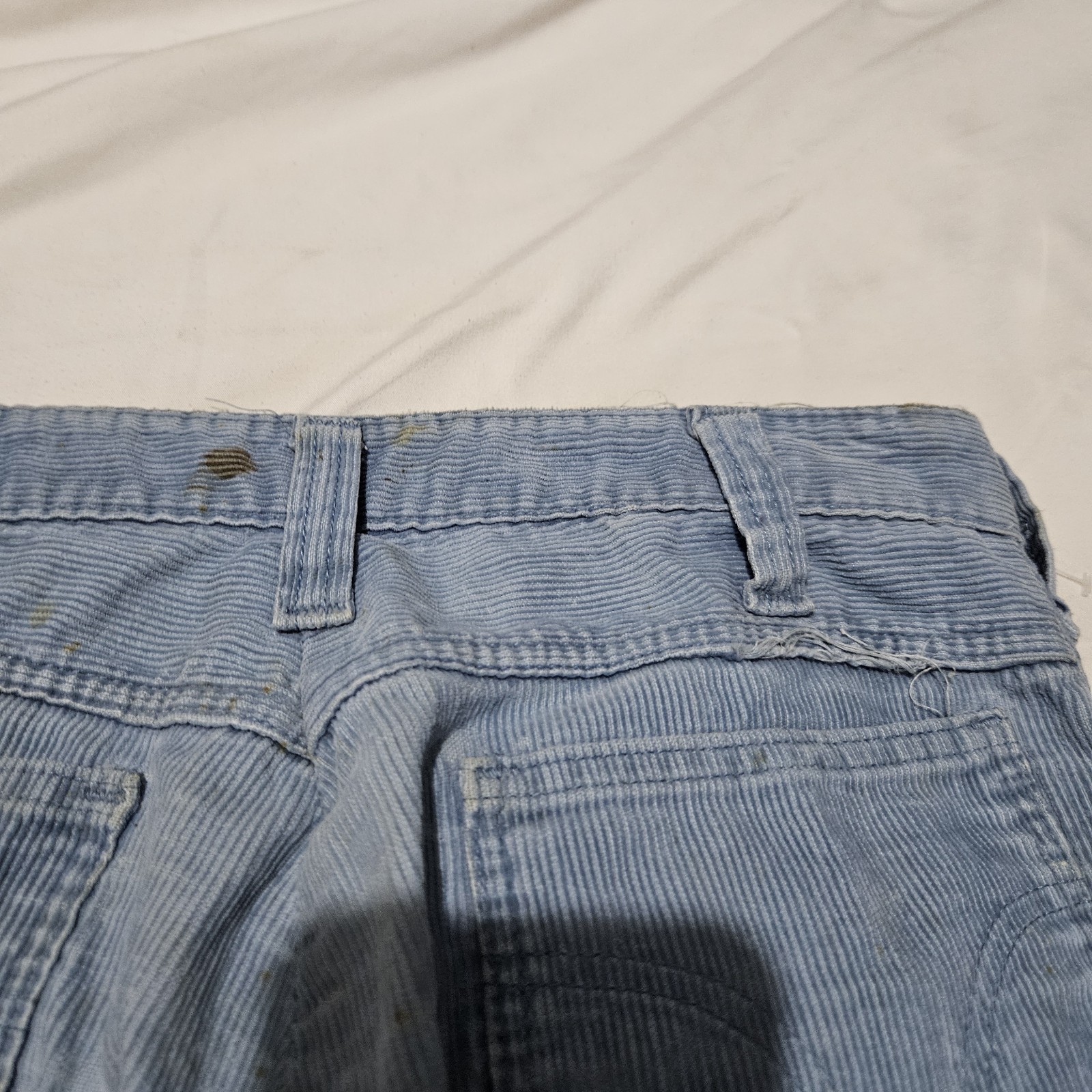 Vintage 1970s Dickies Curduroy Blue Work Pants Size Waist 26 By 29 Inches
