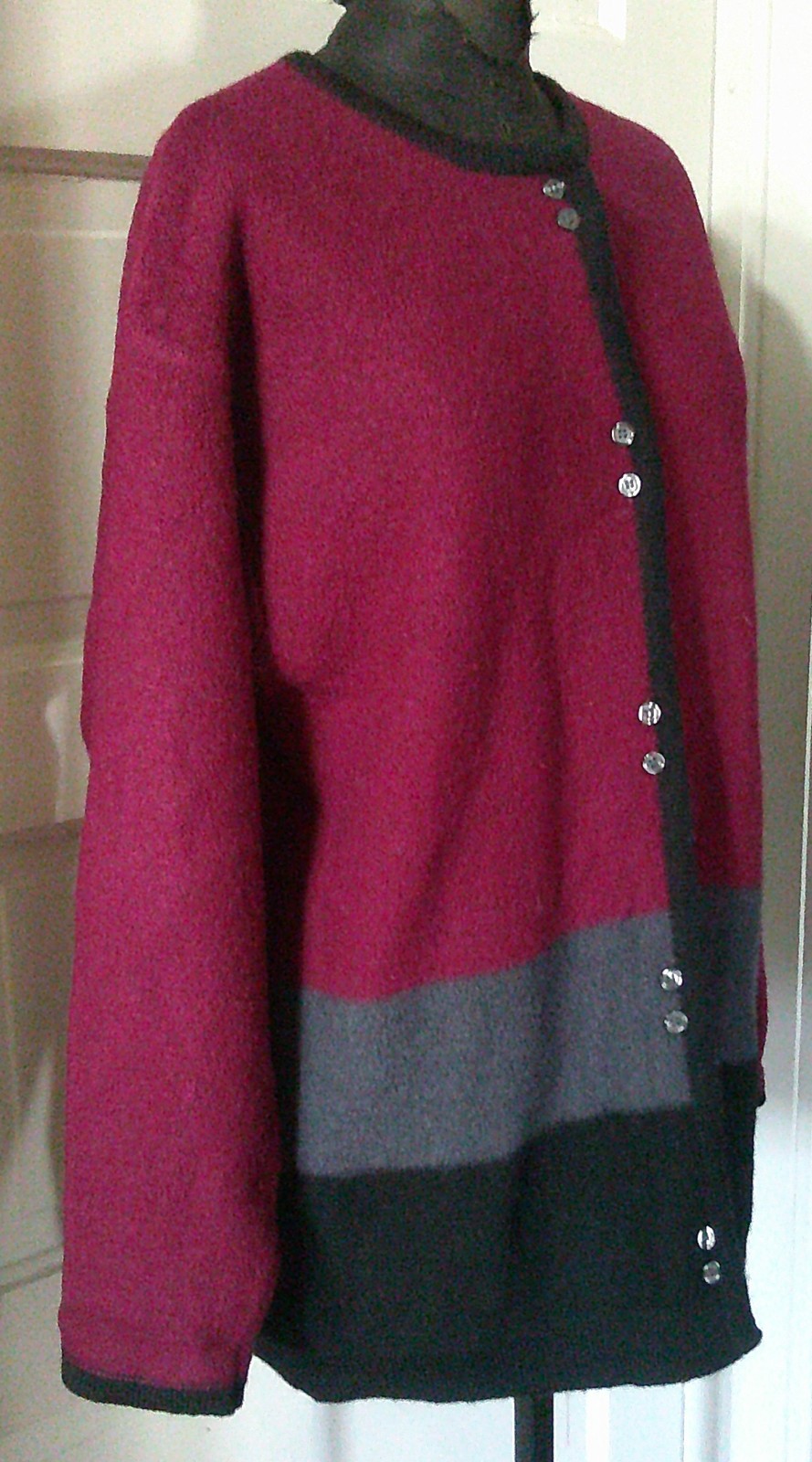 Vintage 90’s RUSS THE KNIT CONNECTION Button Up Burgundy Sweater M