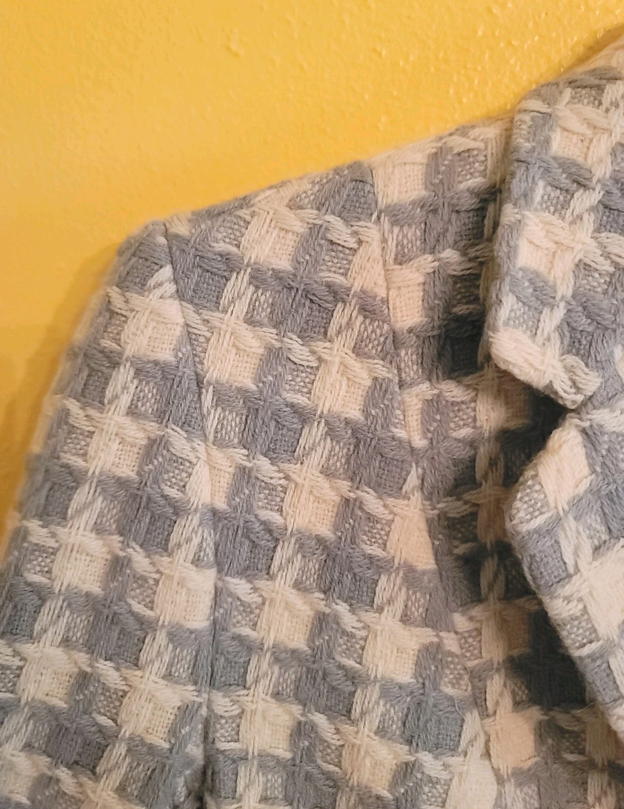Vintage Kenar Studio Blazer Hounds Tooth Sage Green & Ivory Fitted Wool Blend 4