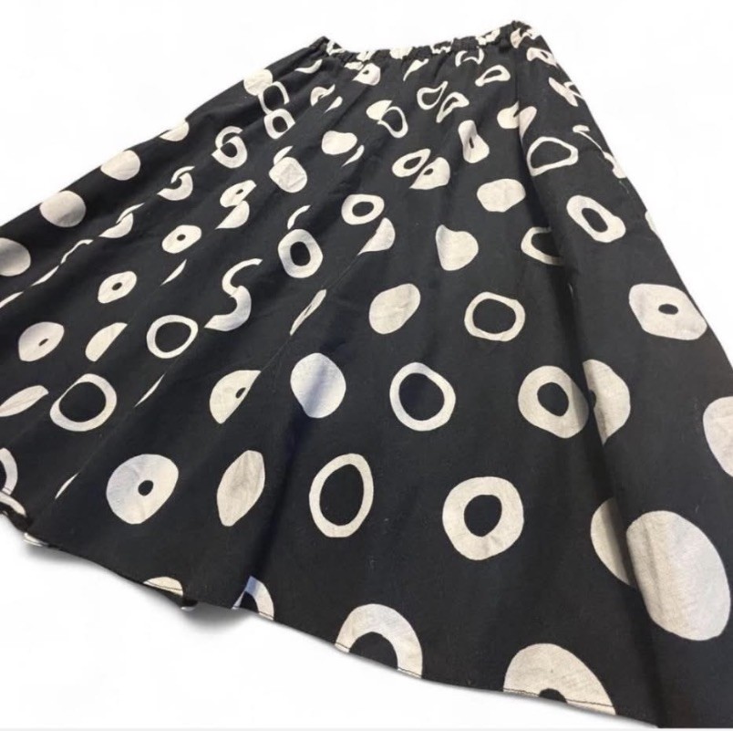 Vintage 1940-50s Vera Maxwell Black White Polka Dot Rockabilly Doo-Wop Skirt
