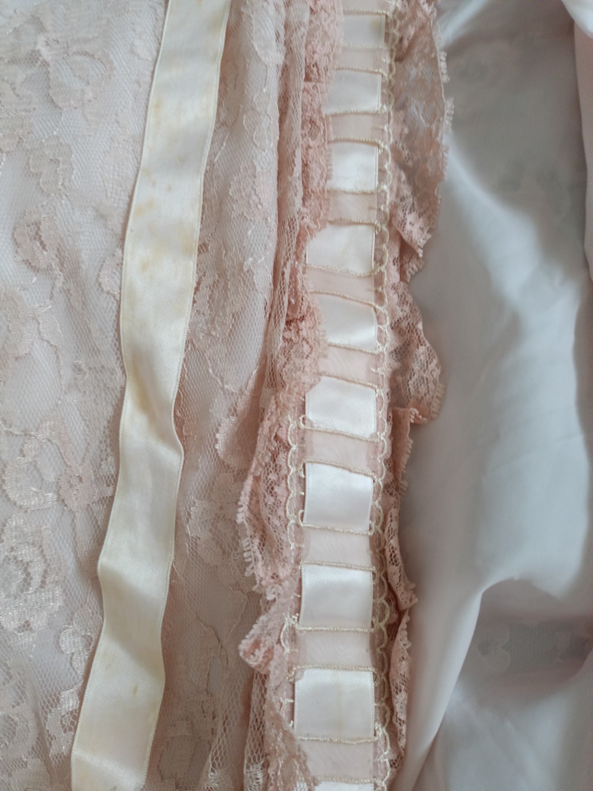Odette Barsa Pink Lace Satin Robe & Nightgown Set Women’s Peignoir