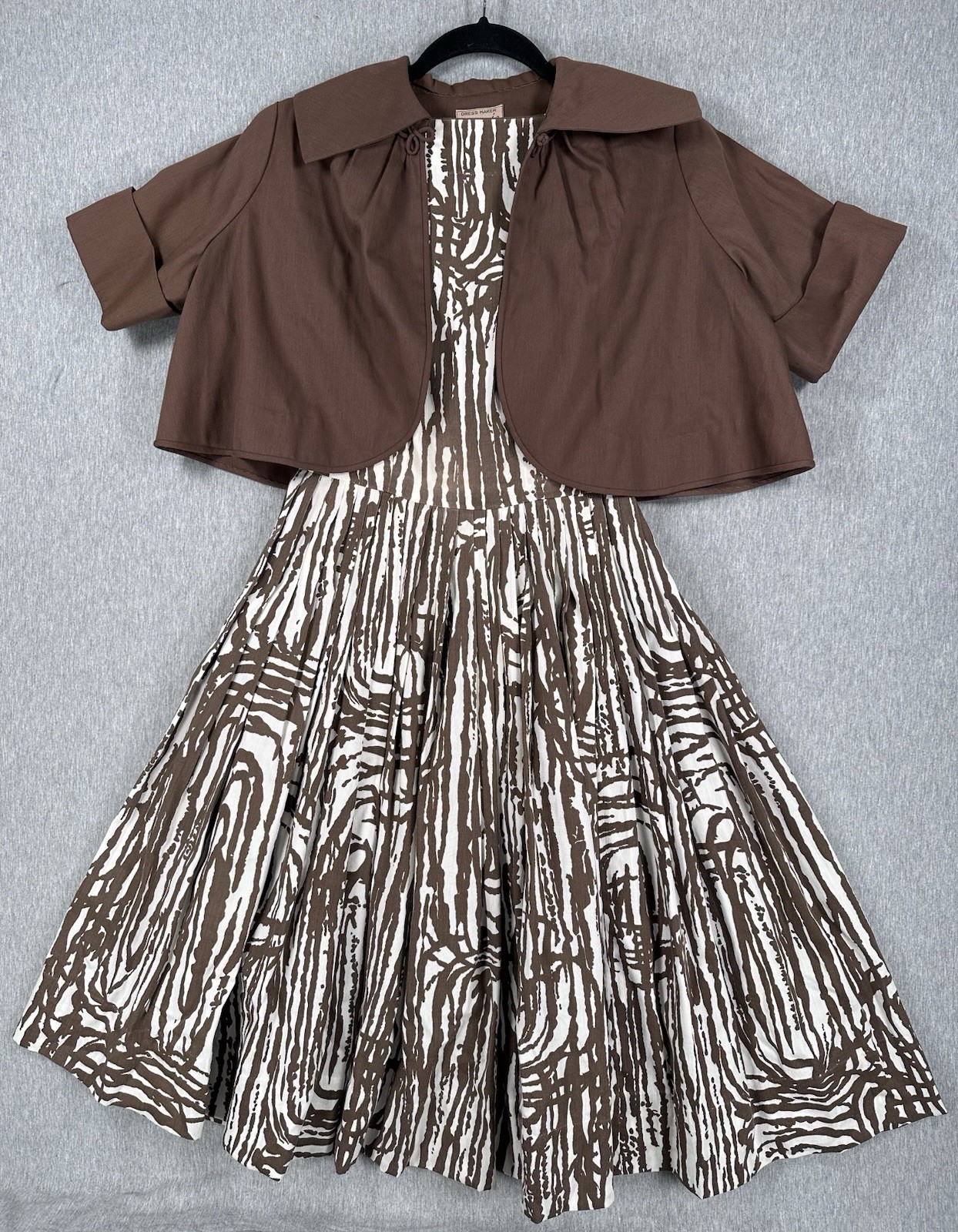 Vintage 1950s Abstract Cotton Summer Party Dress Maker Usagi Yokosuka Japan