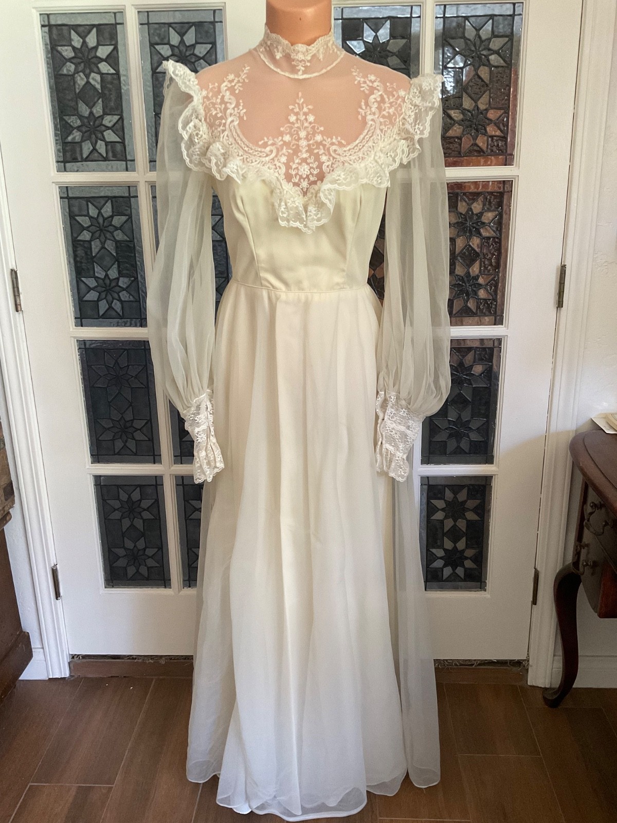 Vintage Eve Of Milady Wedding Dress Boho Victorian Prairie CottageCore Small