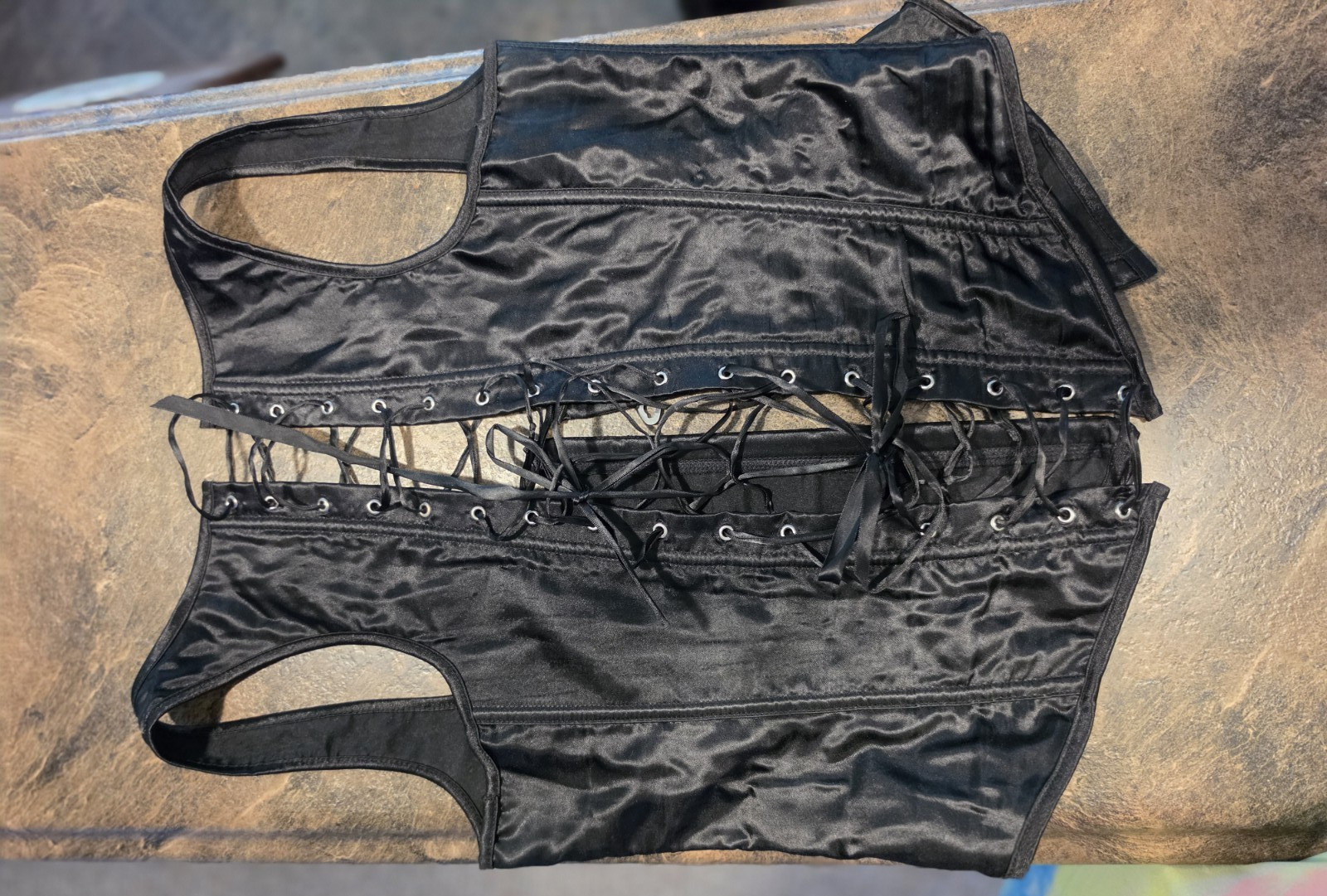 VTG Y2K Underbust Corset Vest M/L: GLAM GOTH WHIMSIGOTH PUNK VAMPIRE MOTO BIKER