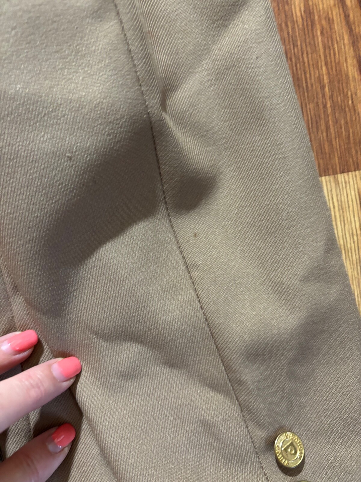 Vtg 70s PIERRE CARDIN Blazer M Tan LOGO BUTTON Signed OLD MONEY JACKET Classic