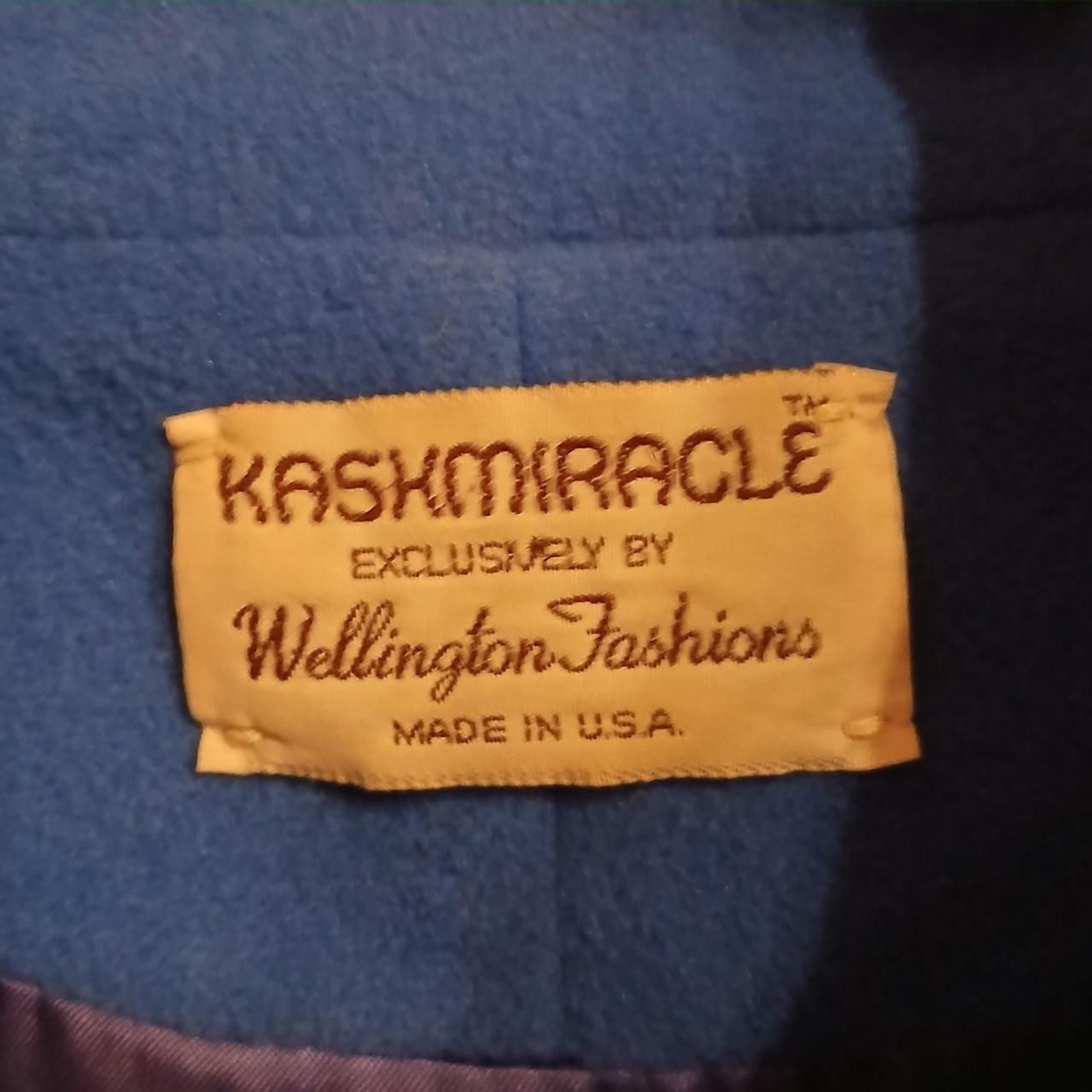 Vintage 80s royal blue ILGWU union made in USA Kashmiracle faux cashmere peacoat