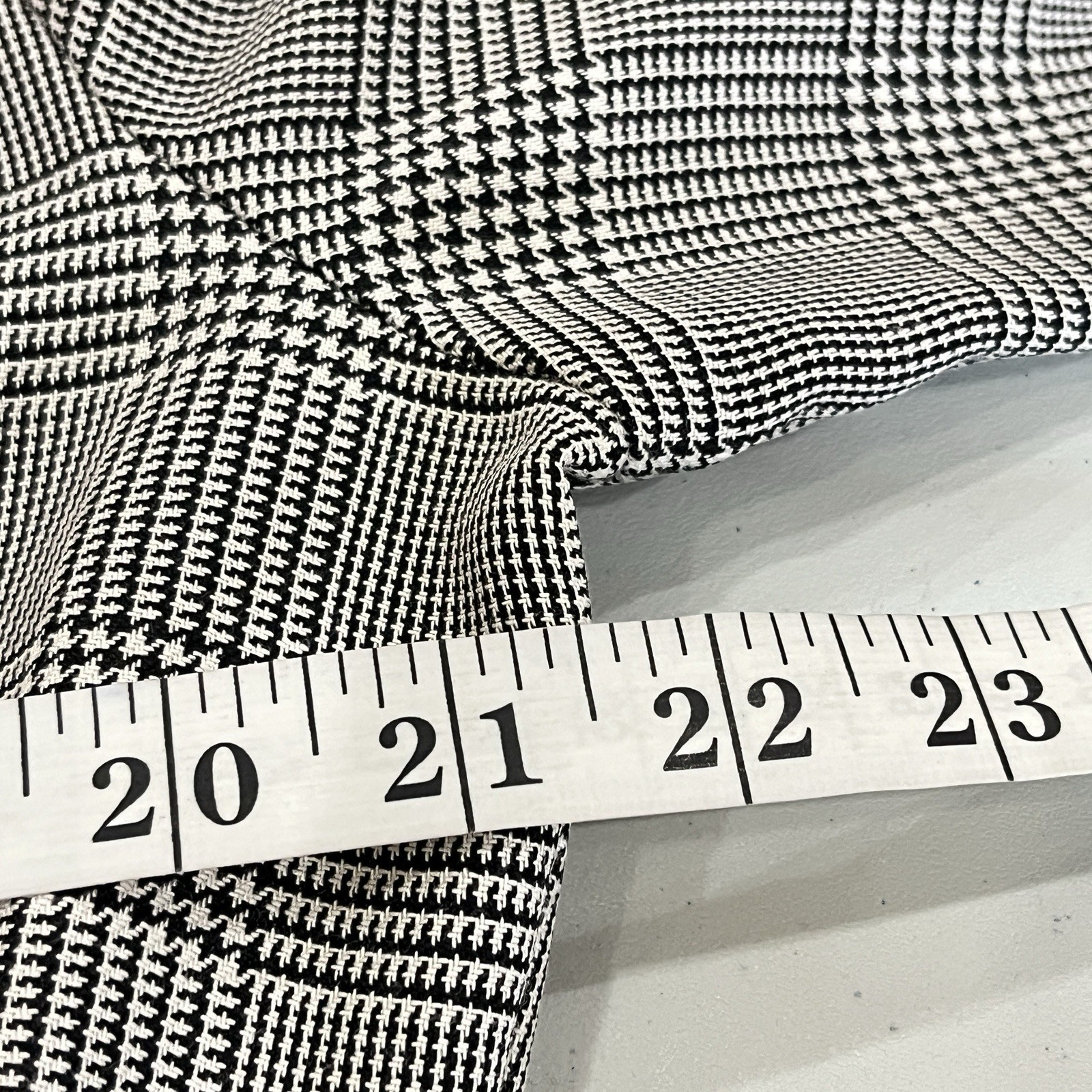 Vintage Sz 16 Classic Houndstooth Collard Shirt Dress Shoulder Pads Unlined USA