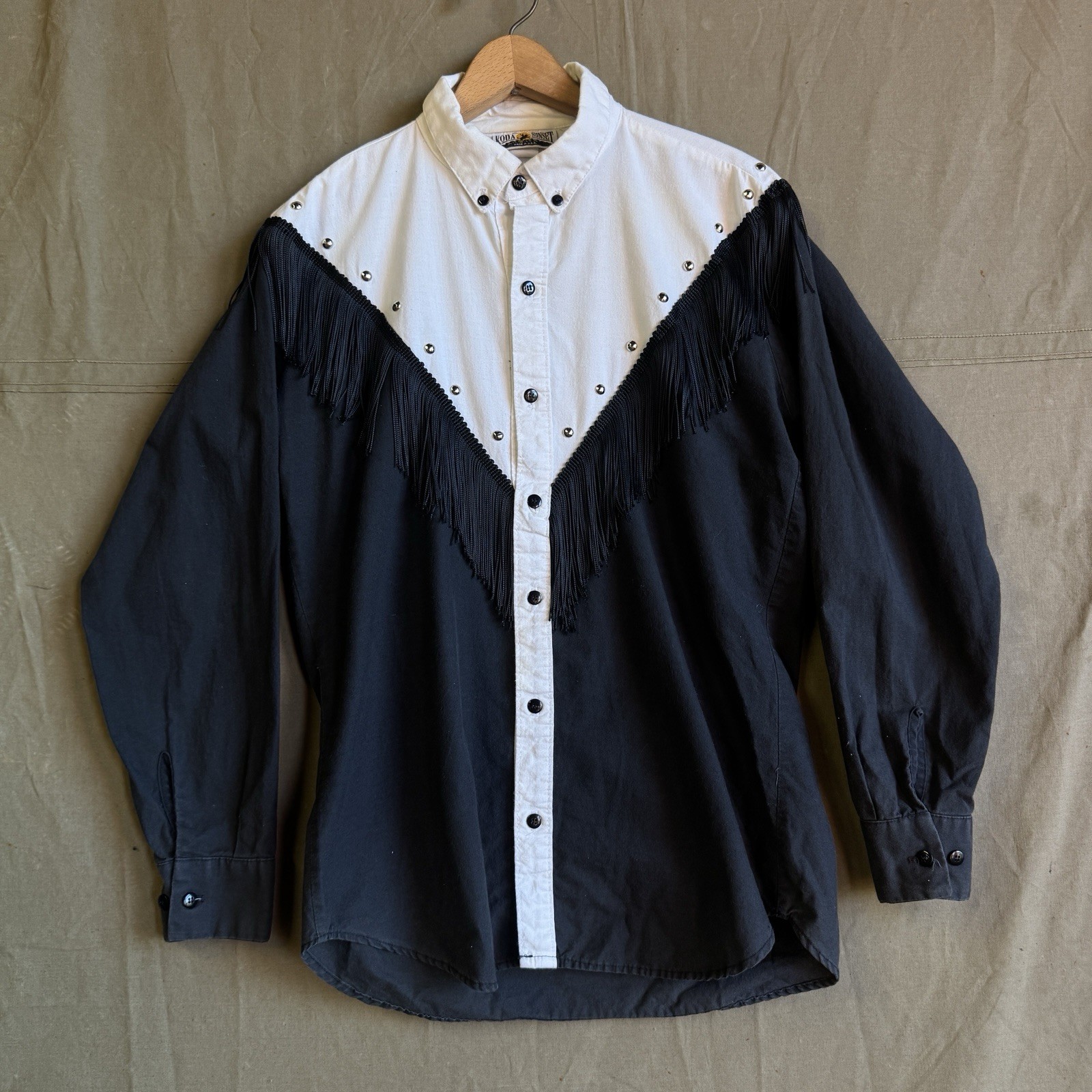 Vintage Western Button Up Rodeo Fringe Koda Sunset Long Sleeve Sz M USA Women’s