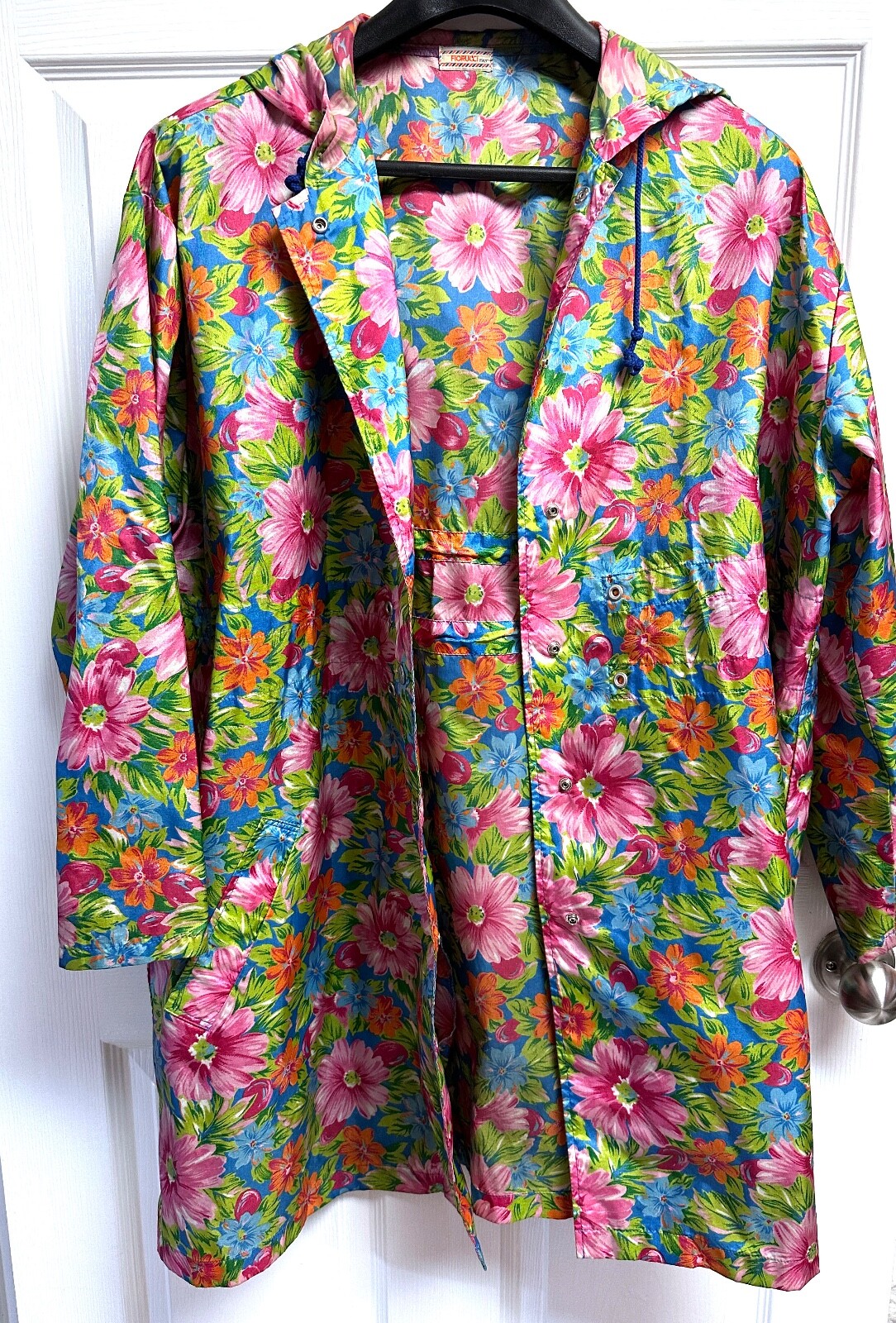 Vintage Fiorucci 90s Floral Nylon Windbreaker Jacket Raincoat One Size Japan