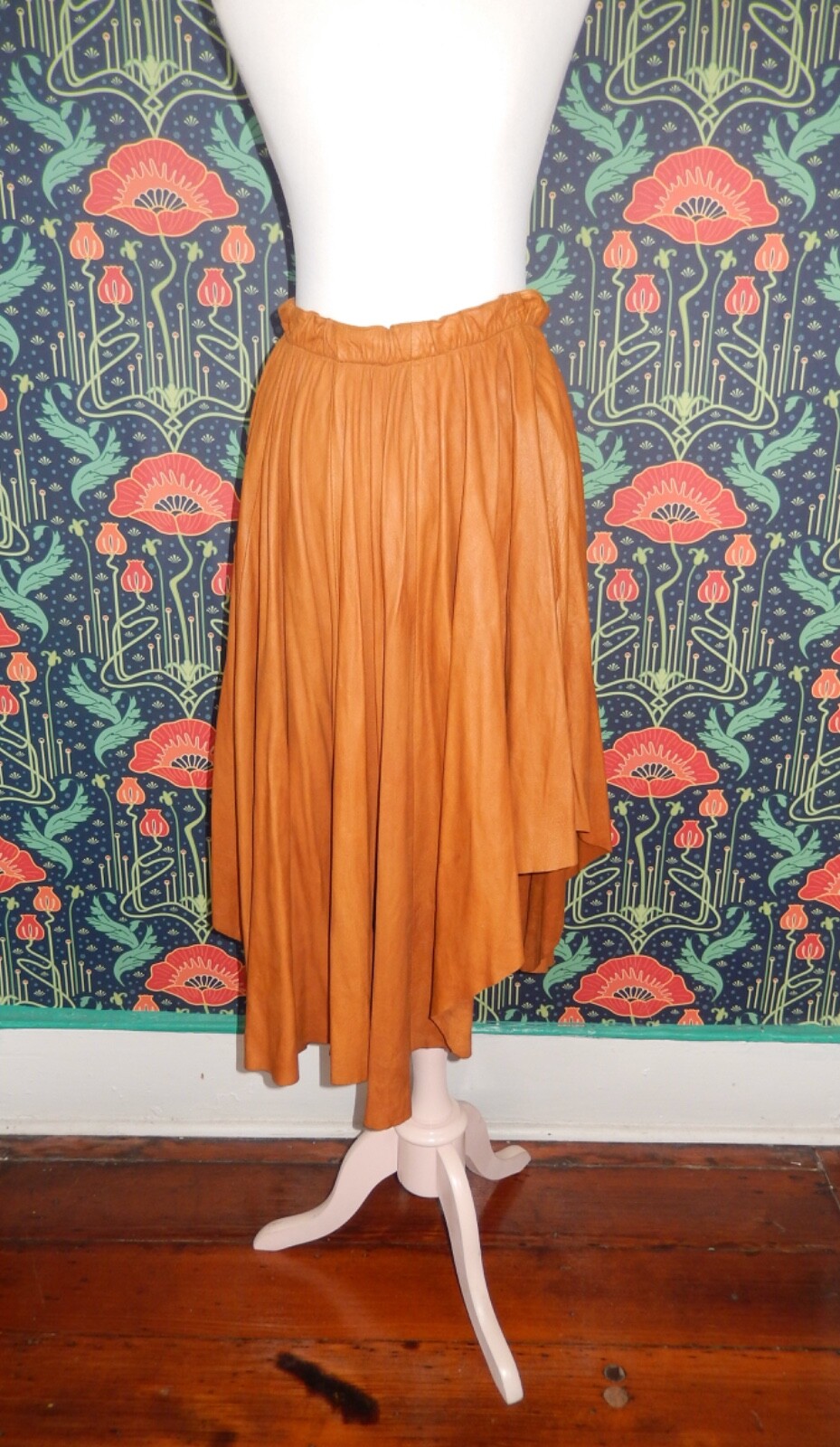 Vintage 80’s 90’s Real Brown Leather Artsy Asymmetrical Hem Mad Max Skirt