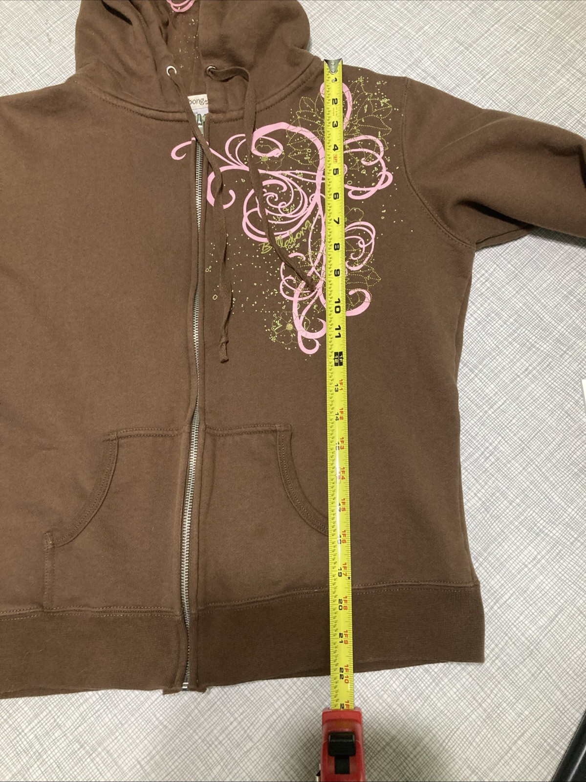VTG Y2K Billabong XL Brown Pink Swirl Zip Hoodie Green Embroidered Graphic Surf