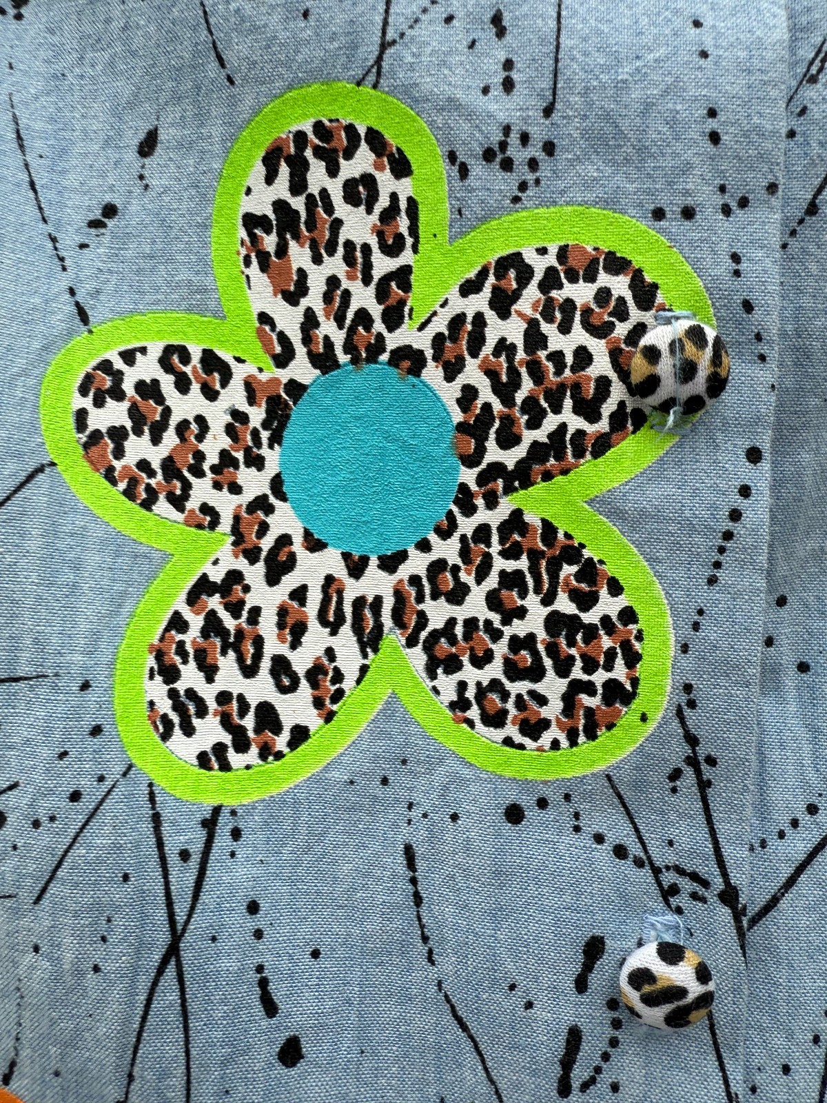 Vintage 1980’s Women’s Dayglow Flower Print Top – Size L – Cotton