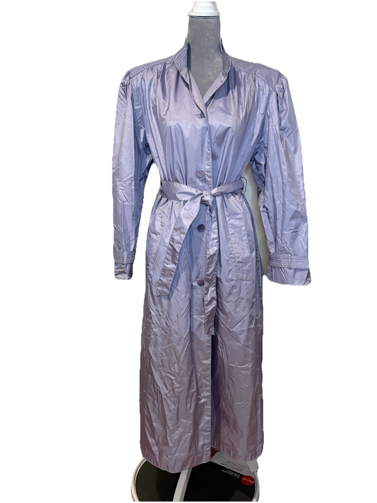 Vintage 80s Trench Coat Lightweight Nylon Women’s Rain Jacket Purple Metallic 10