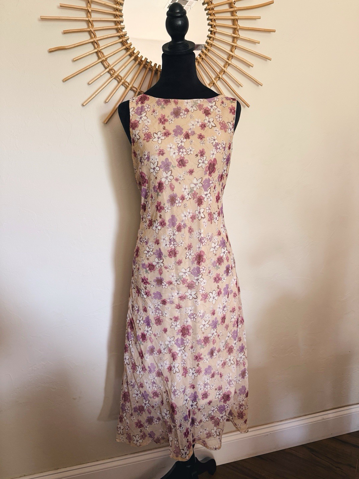 Vintage 1990s/Y2K Cottagecore Faith. Love. Passion. Floral Midi Dress Size 14
