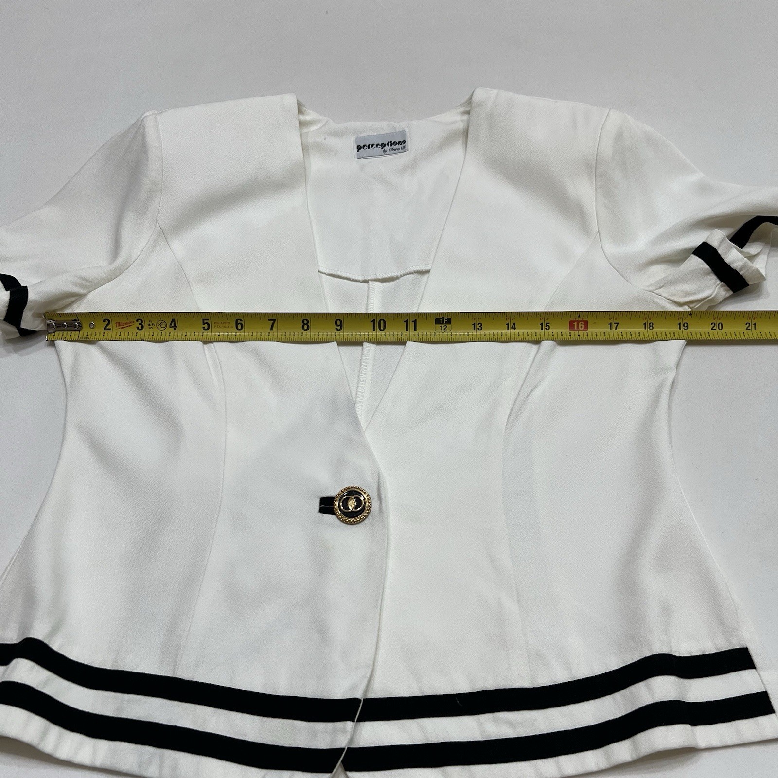 Vintage 90s Nautical Style One Button Blazer Jacket Short Sleeve Size Small