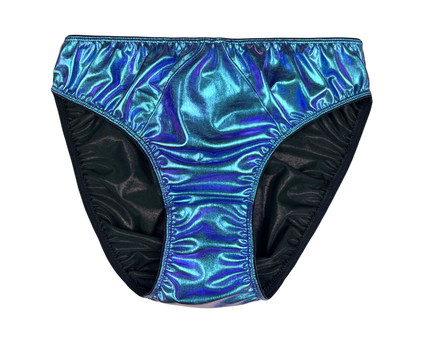 Classic Satin Hipster Panty Holographic Blue Green L
