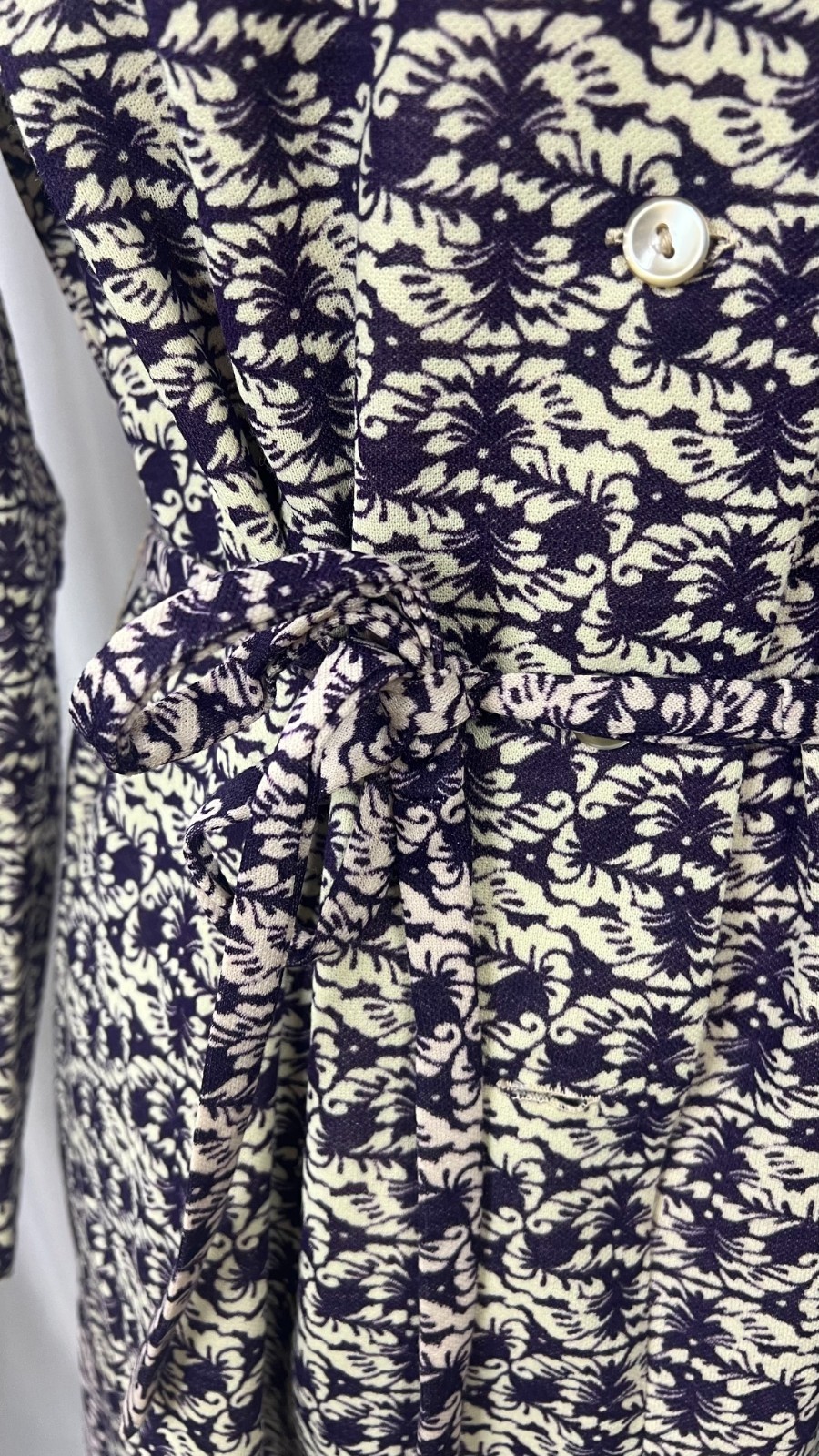 Dacron 70s 80s Polyester Shirtdress Midi Long Sleeve Patterned EU 44 L