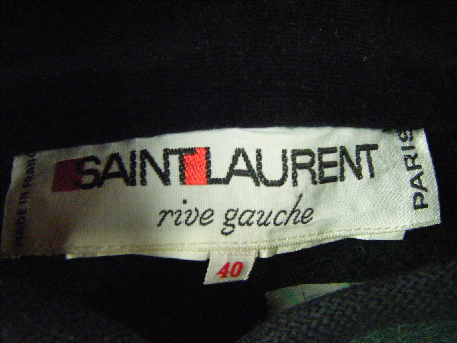 YVES SAINT LAURENT RIVE GAUCHE Vtg 90s Dk Green Blk Wool Belt Coat 40-Bust 46/L