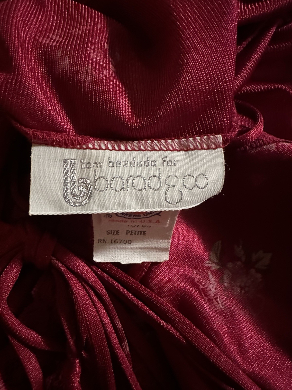Vtg Tom Bezduda Barad & Co Long Robe Red Floral Union Made USA 70s Nylon Lace PS