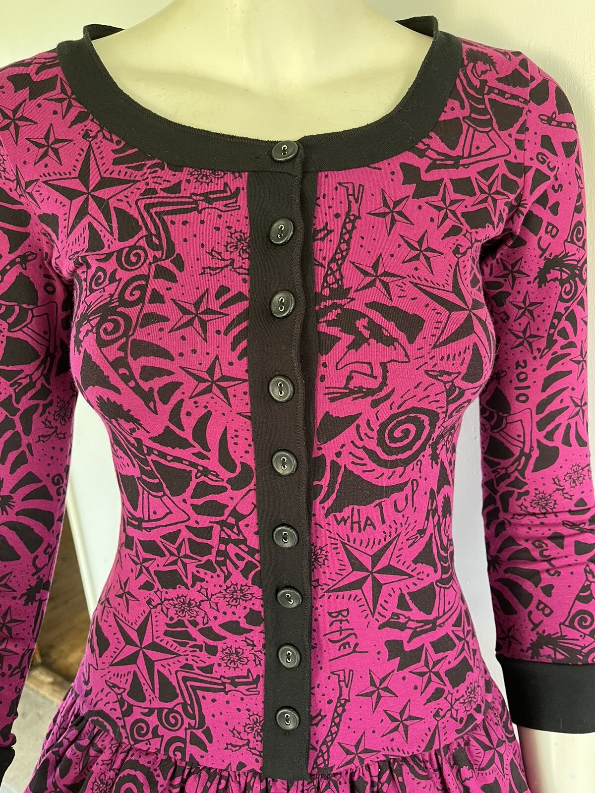 Betsey Johnson Vintage 2010 Runway Graffiti Bubble Dress